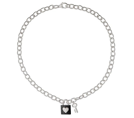 Judith Ripka Sterling Onyx Lock & Key Charm Necklace - QVC.com