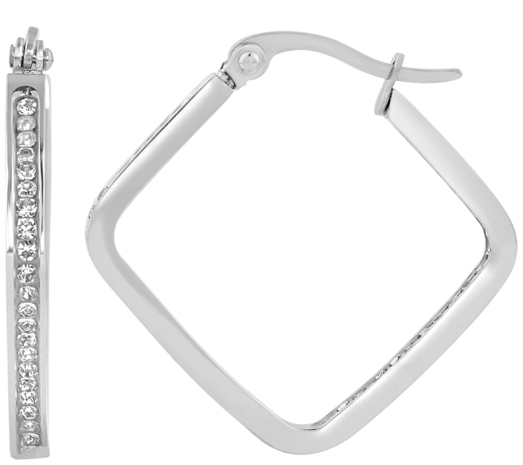 Steel by Design 1-1/8" Square Inside-Out HoopEarrings