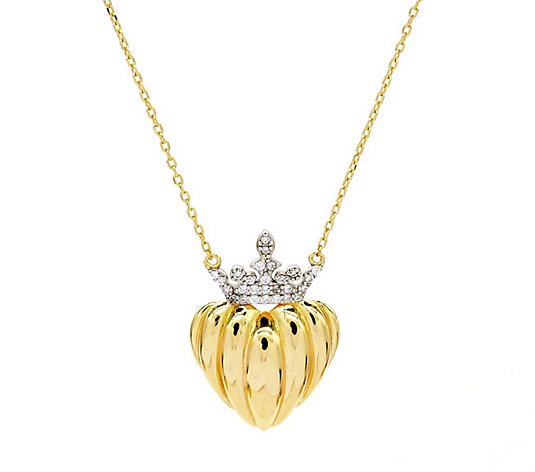 Diamonique Disney Princess Crown Heart Pend ant w/ Chain
