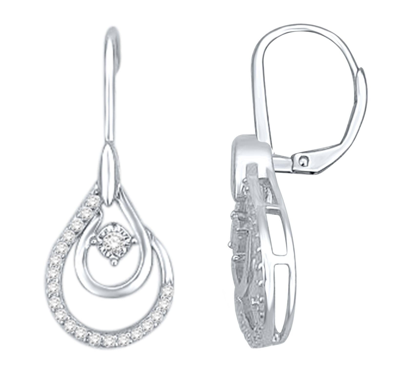 Affinity Diamonds Teardrop Lever Back Earr ings, Sterling