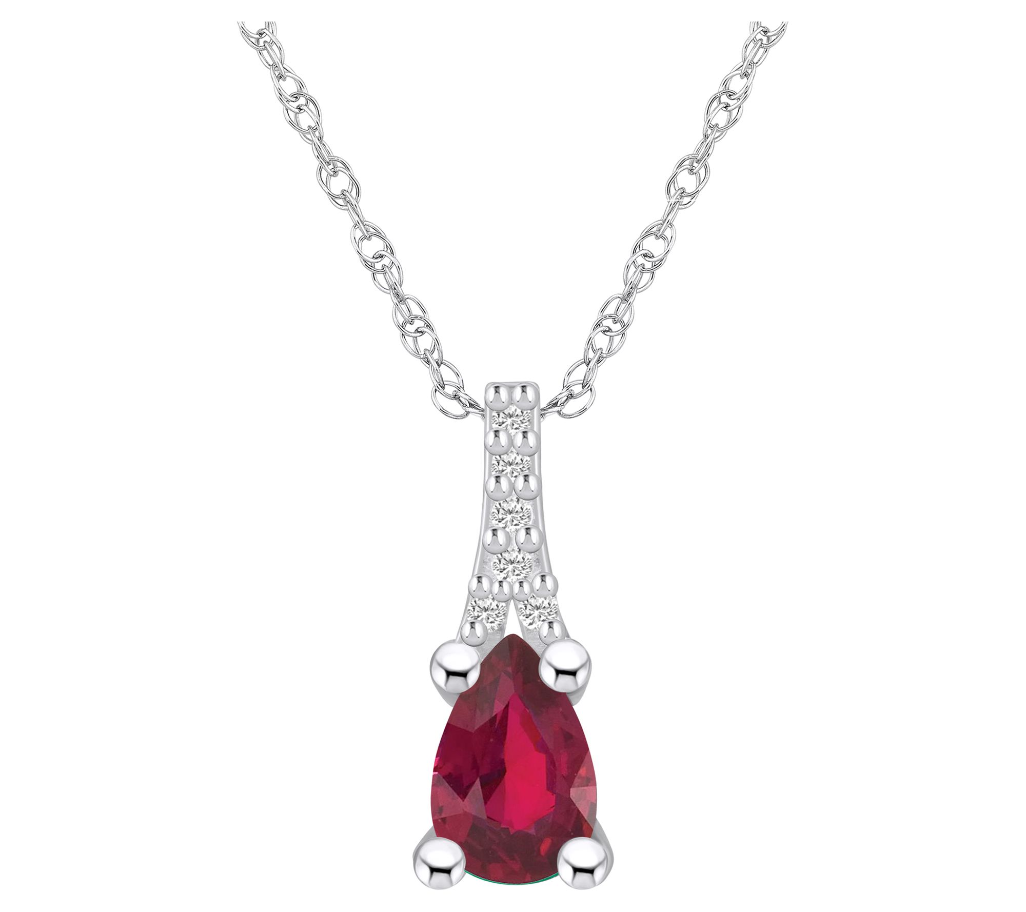 Affinity Gems Pear Gemstone & Diamond Pendant w/ Chain, 14K