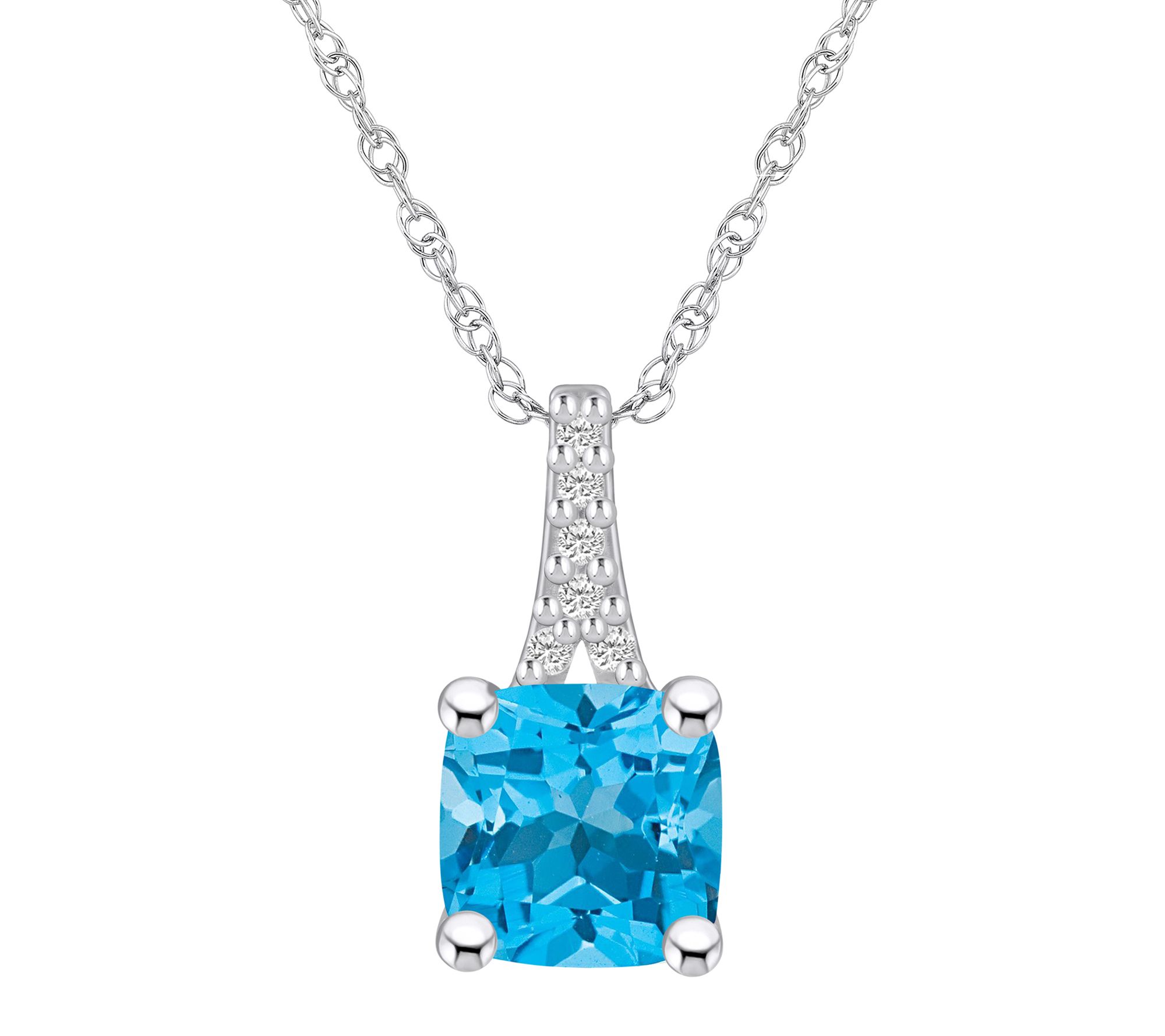 Affinity Gems Cushion Gemstone & Diamond Pendan t w/ Chain, 14