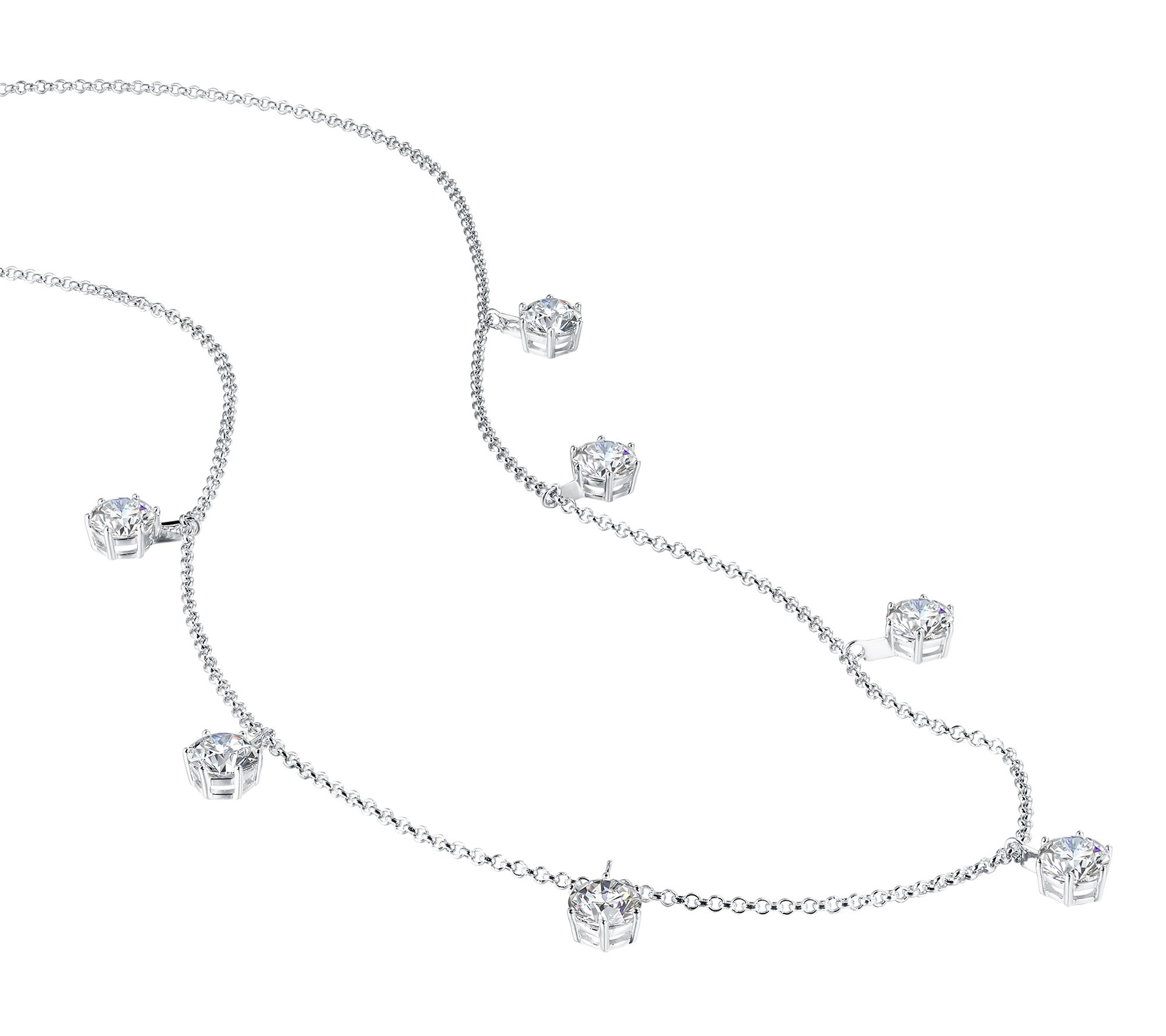 Diamonique 5.80 cttw Dangle Station Necklace, S terling Silver