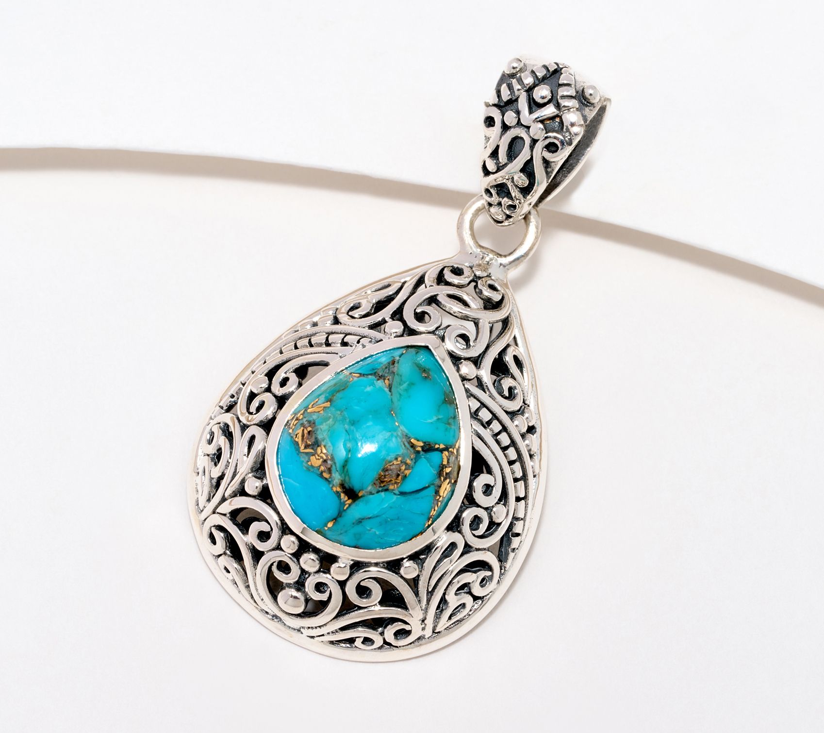 Artisan Crafted by Robert Manse Composite Turquoise Pendant, SS - QVC.com