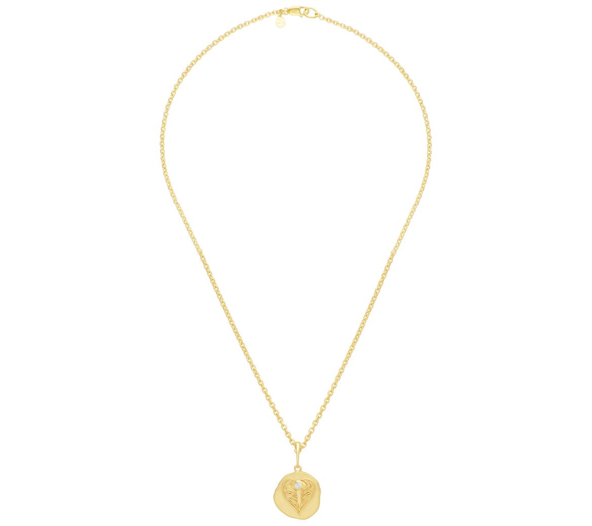 Goddaughters 14K Gold Clad Angel Eyes Heart Pen dant w/ Chain