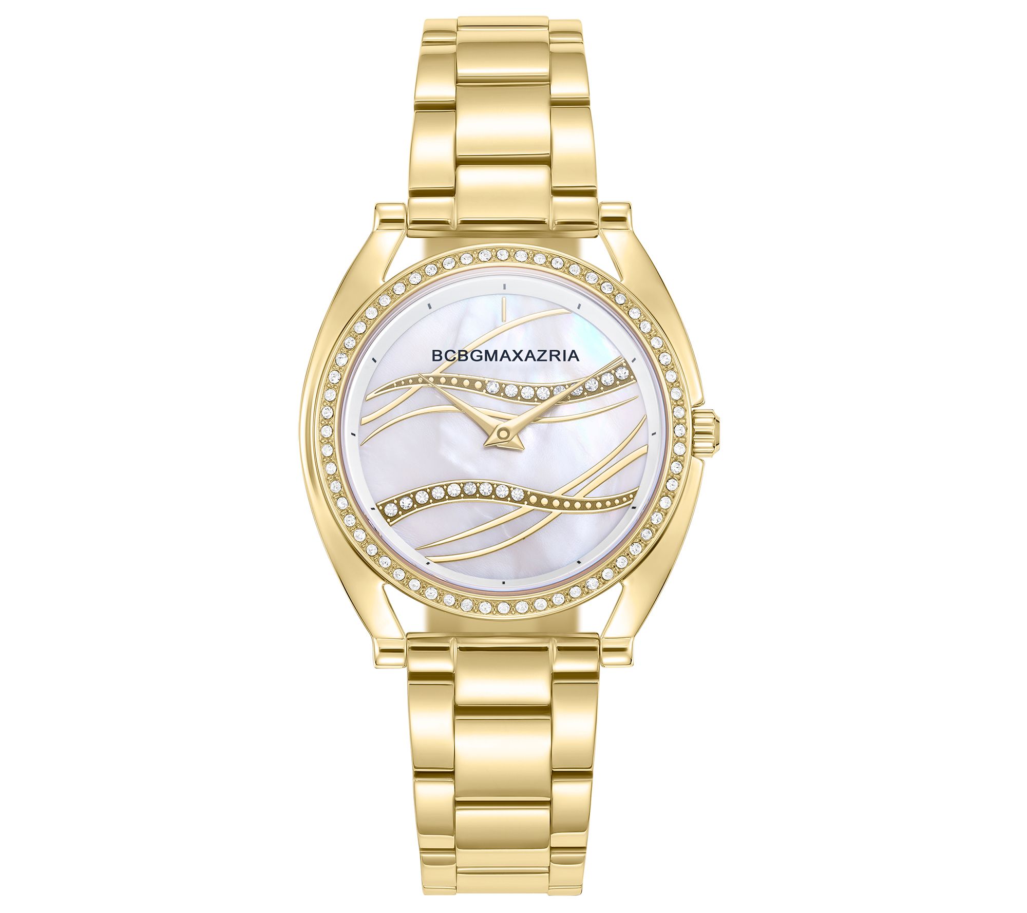 BCBGMAXAZRIA Women s Goldtone Crystal Watch QVC