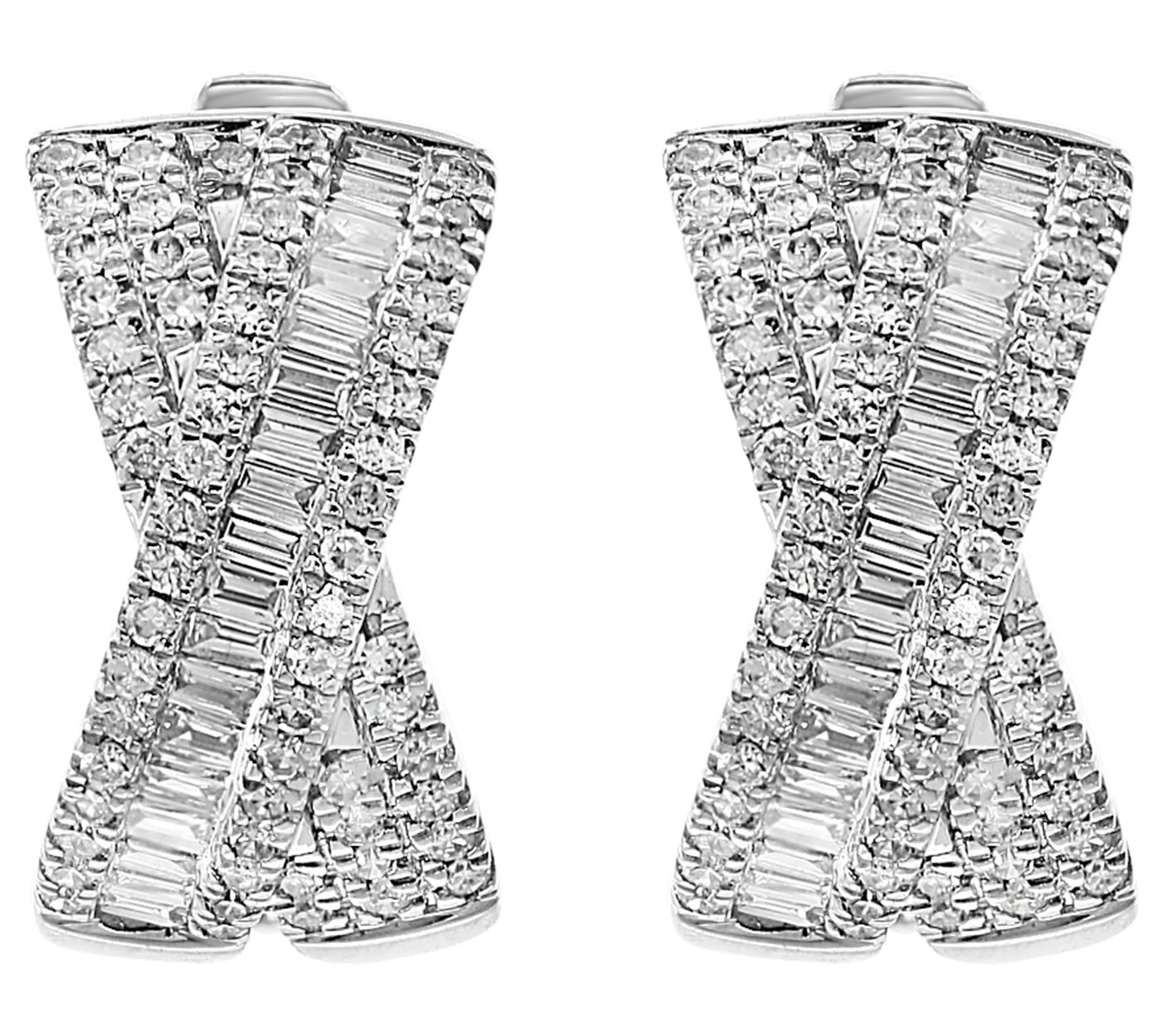 Effy 0.60 cttw Criss Cross Hoop Earrings, 14K White Gold