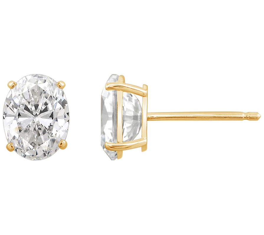 Diamonique 3.00 cttw Stud Earrings, 14K Gold