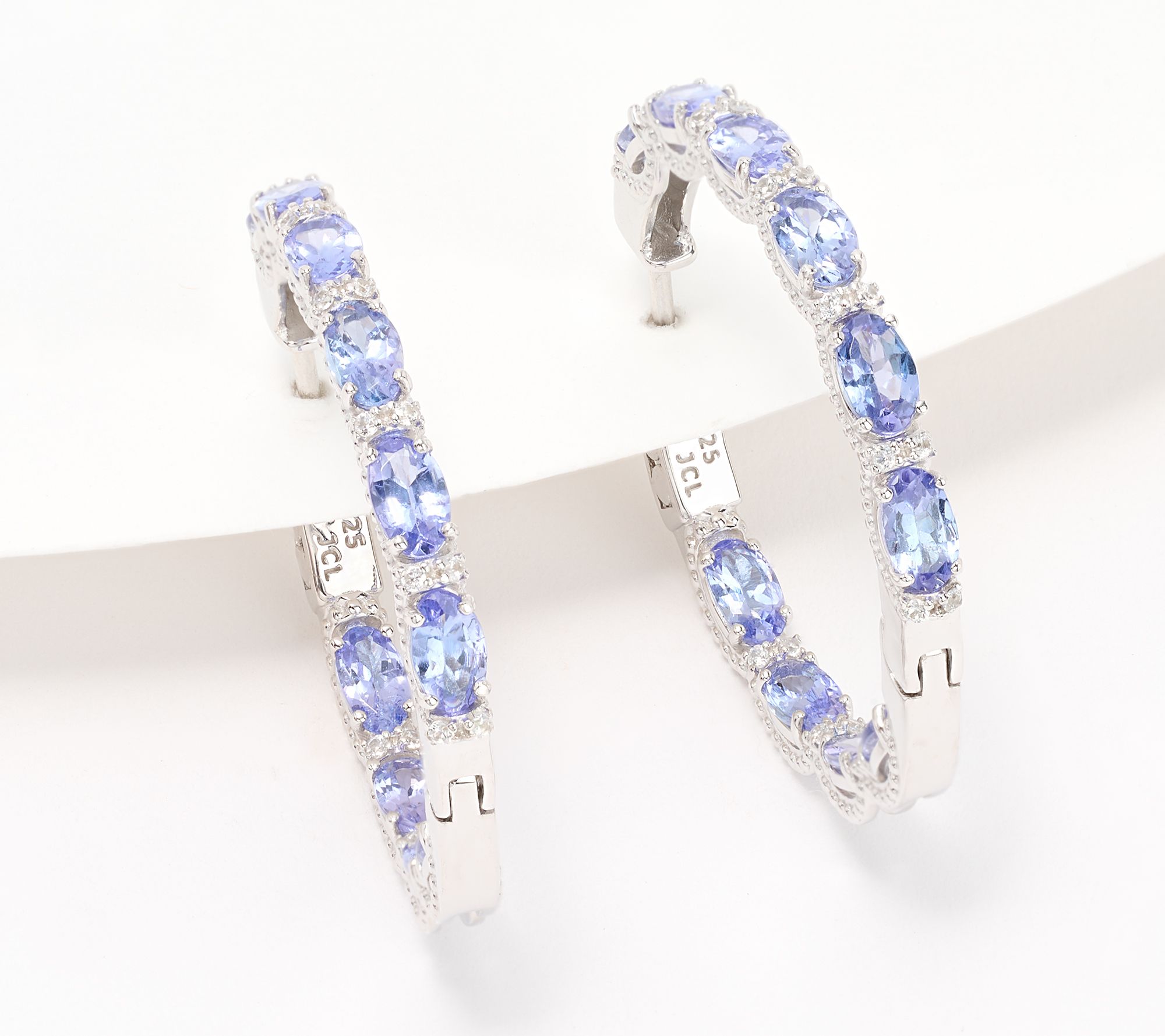 Affinity Gems 1" Oval Cut Inside Out Hoops, Sterling Silver