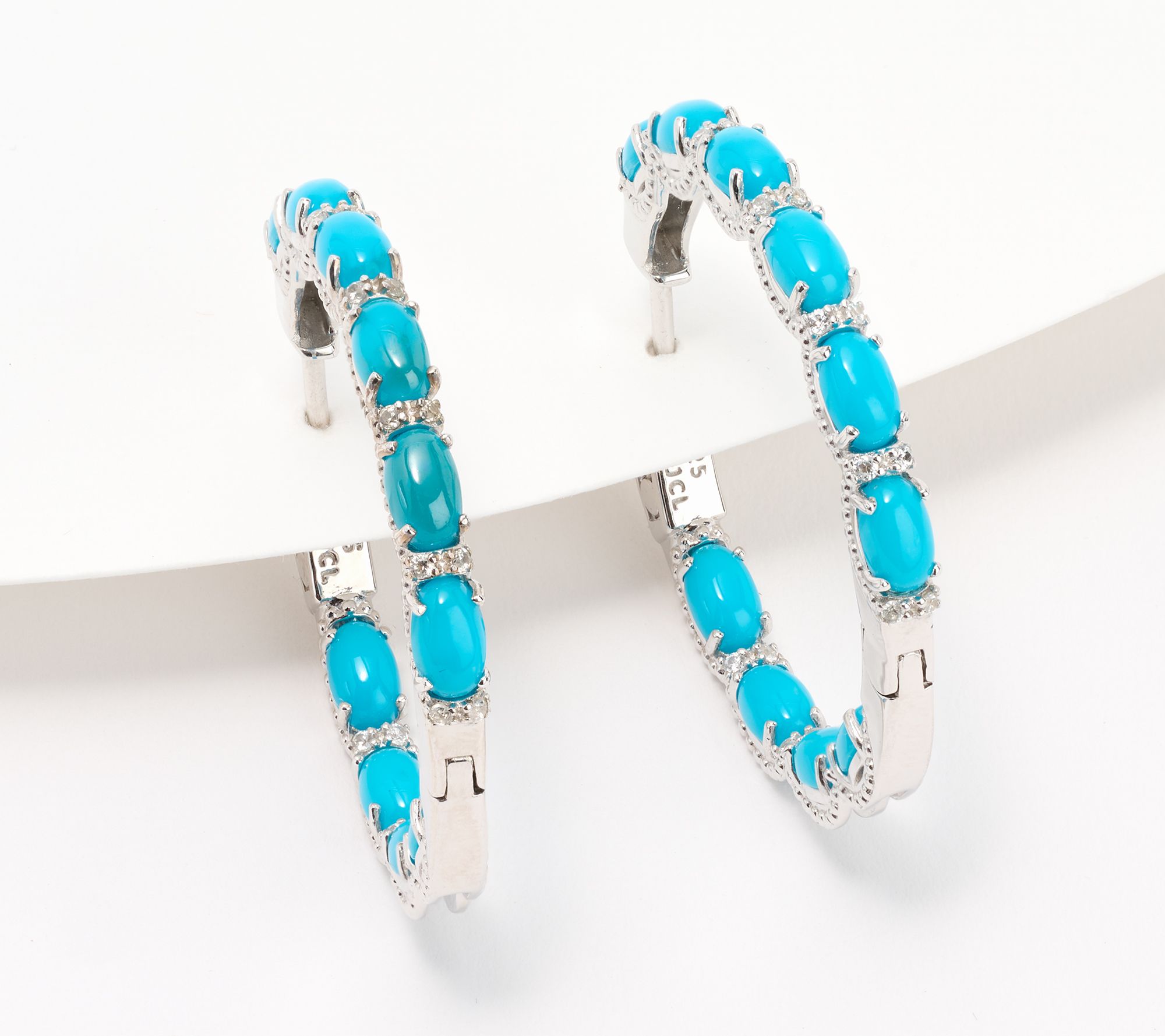 Affinity Gems 1" Oval Cut Inside Out Hoops, Sterling Silver