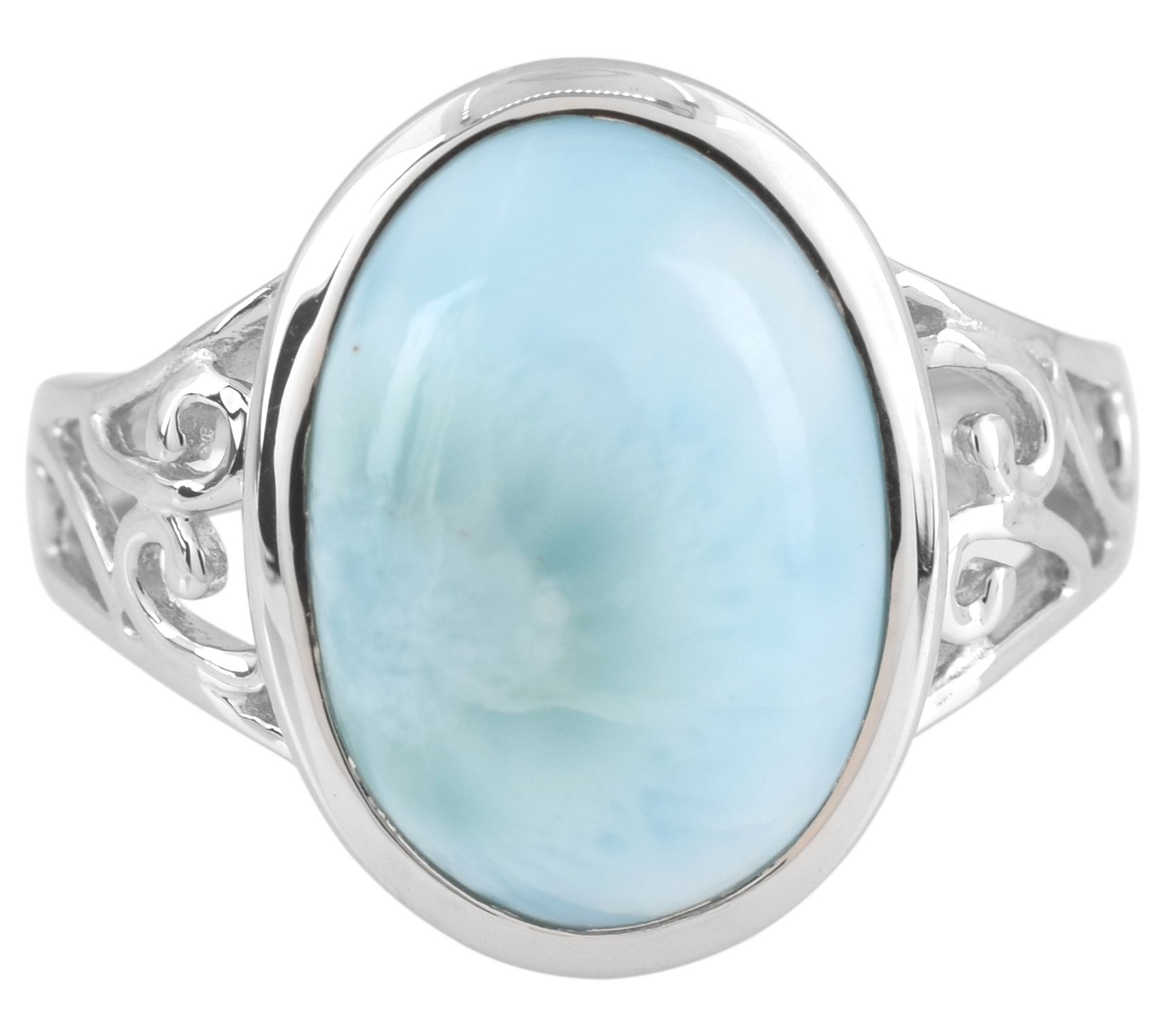 Affinity Gems Oval Larimar Solitaire Ring, Sterling Silver