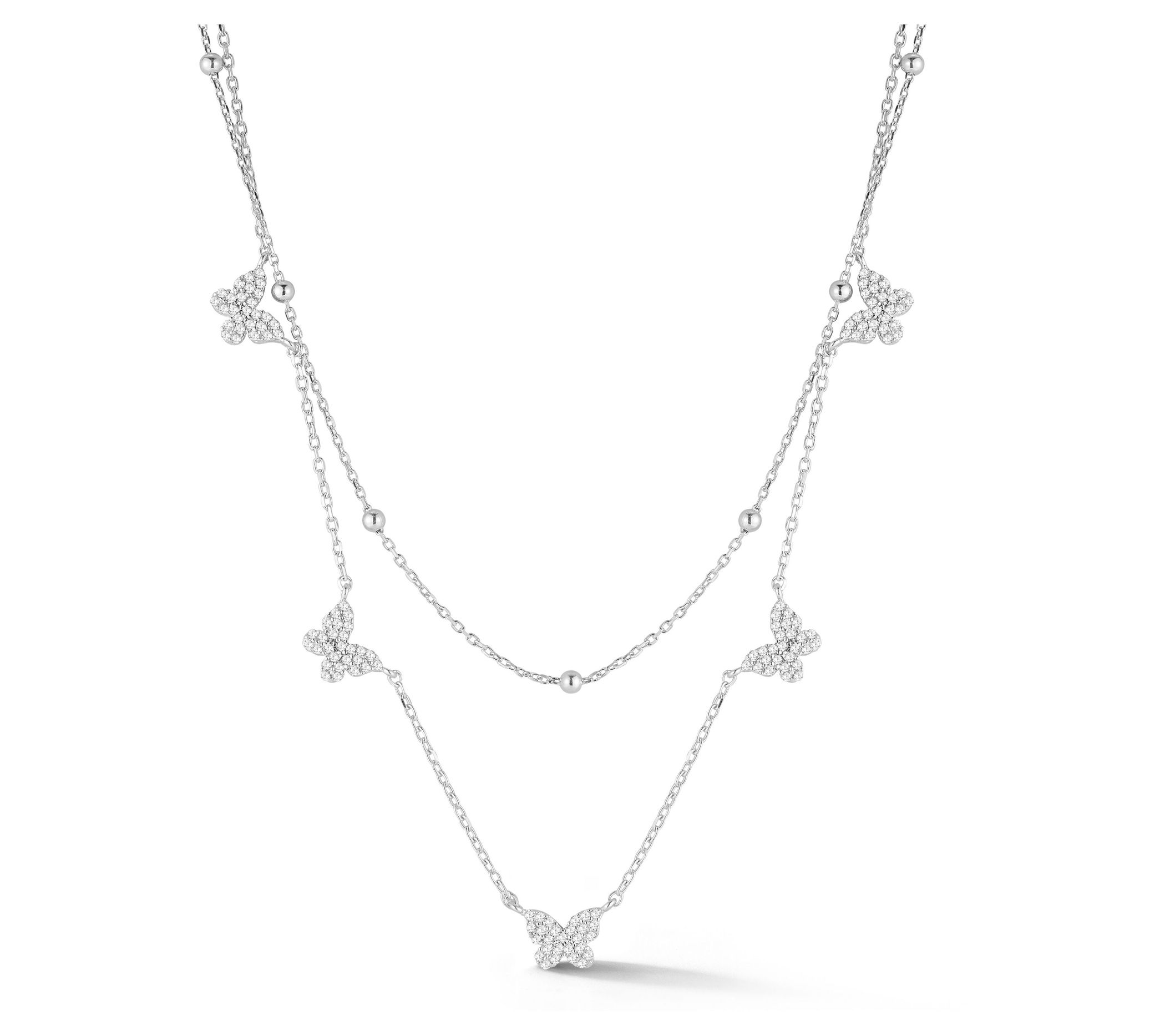 Sterlina Silver Butterfly Chain Layered Necklace, Sterling