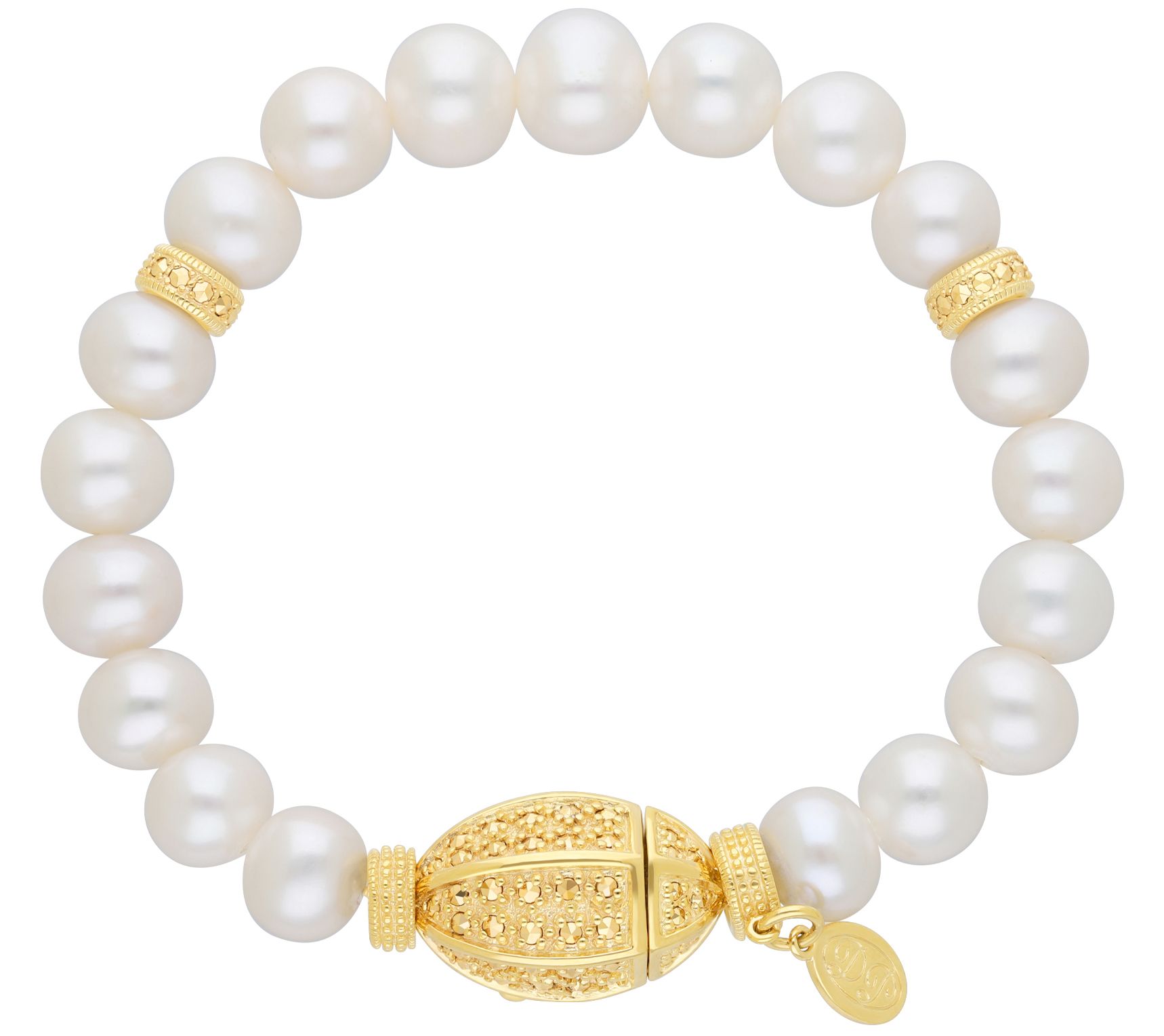 Dallas Prince Marcasite & Cultured Pearl Bracelet, 14K Clad