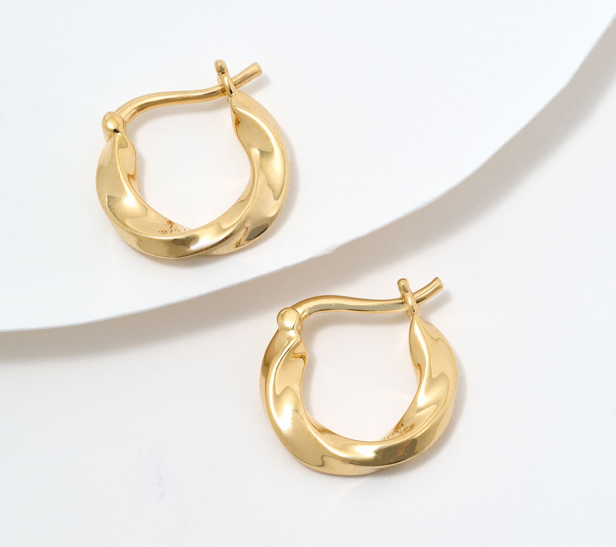 Christian James by Scott Grimes 14K Gold Clad 1/2" Ripple Hoop Earrings