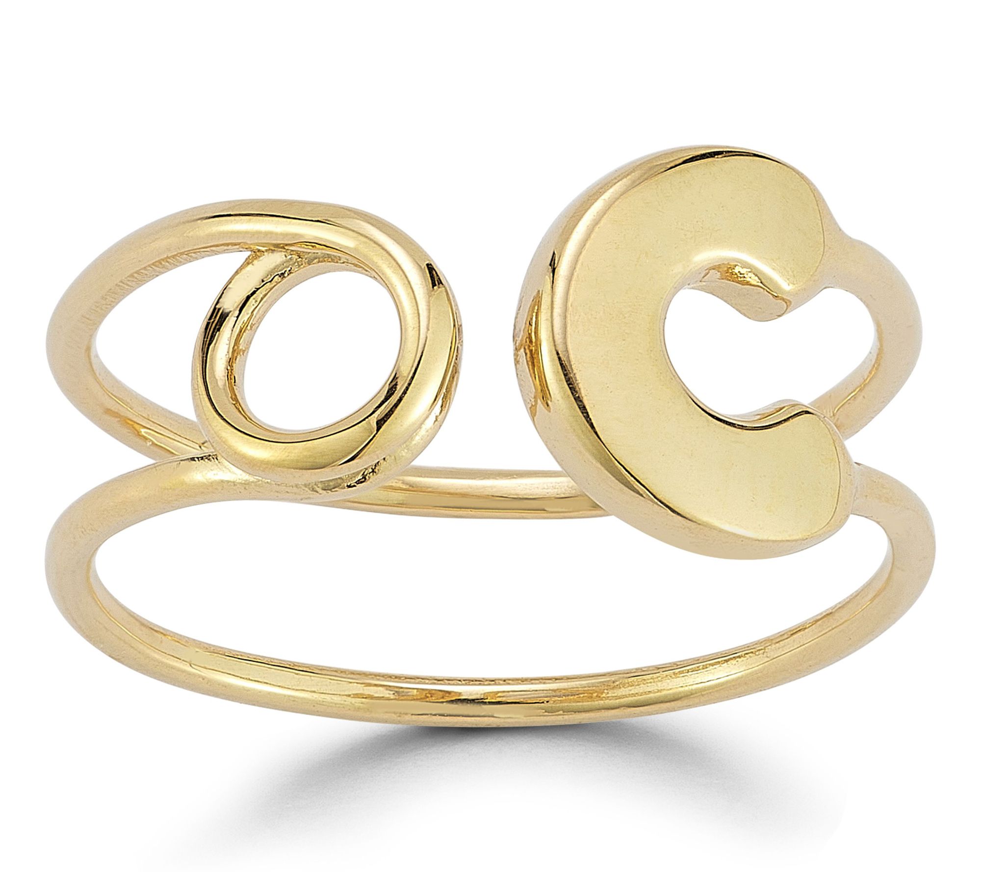 Italian Gold Safety Pin Ring, 14K