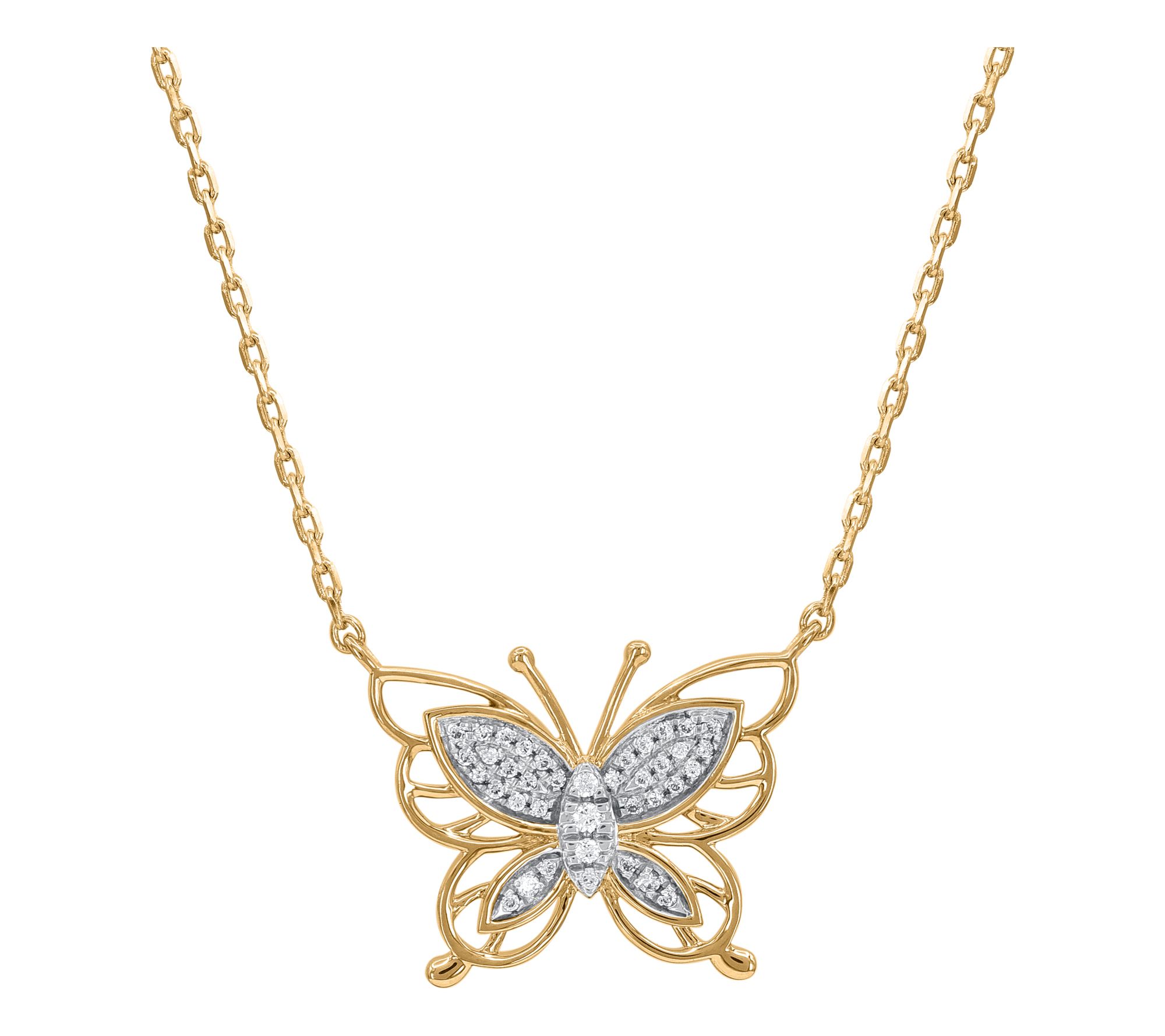 Accent by Affinity Diamond Butterfly Necklace,14K Gold