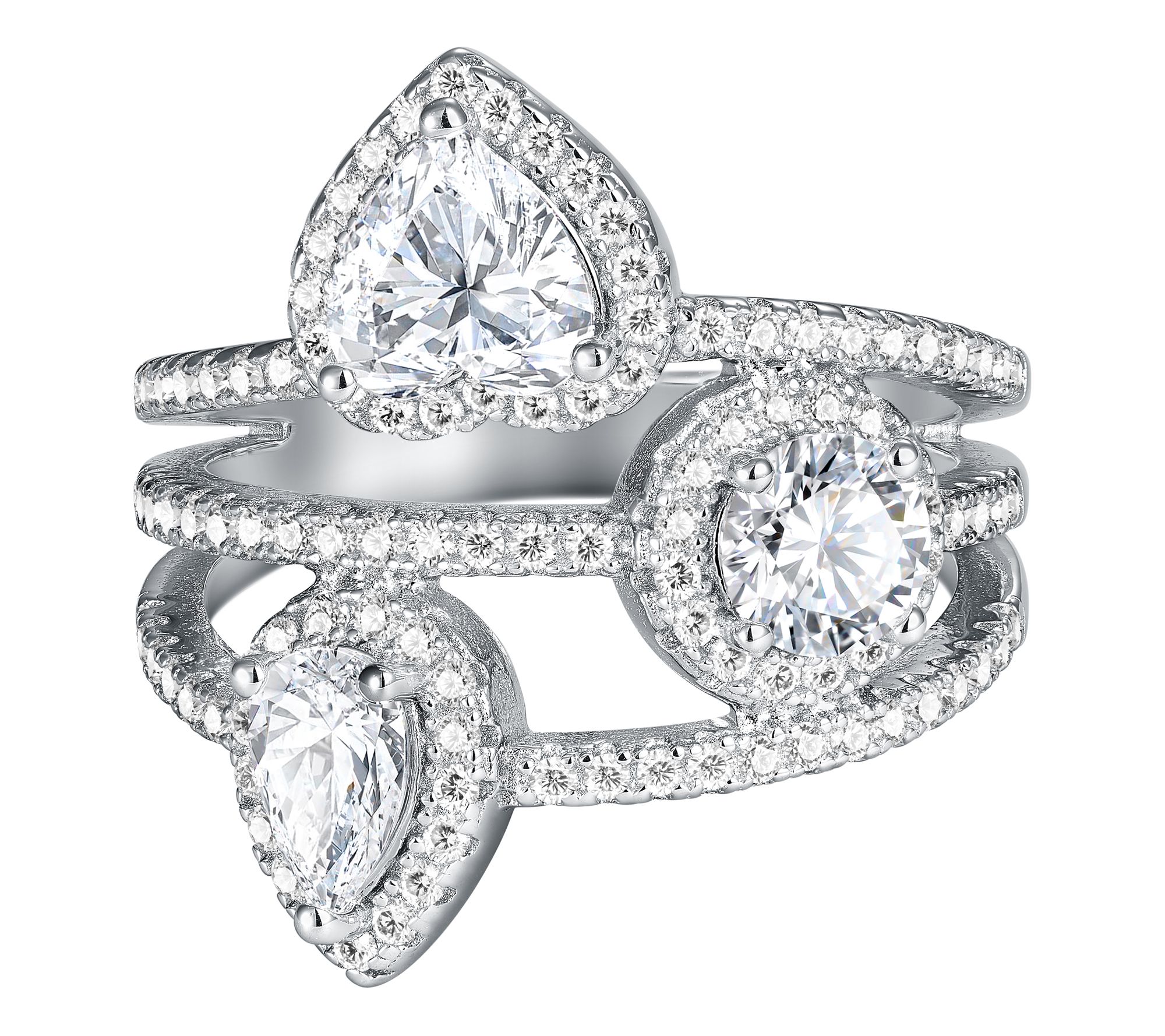 Diamonique x Jennifer Miller Multi-Row Ring, Sterling Silver