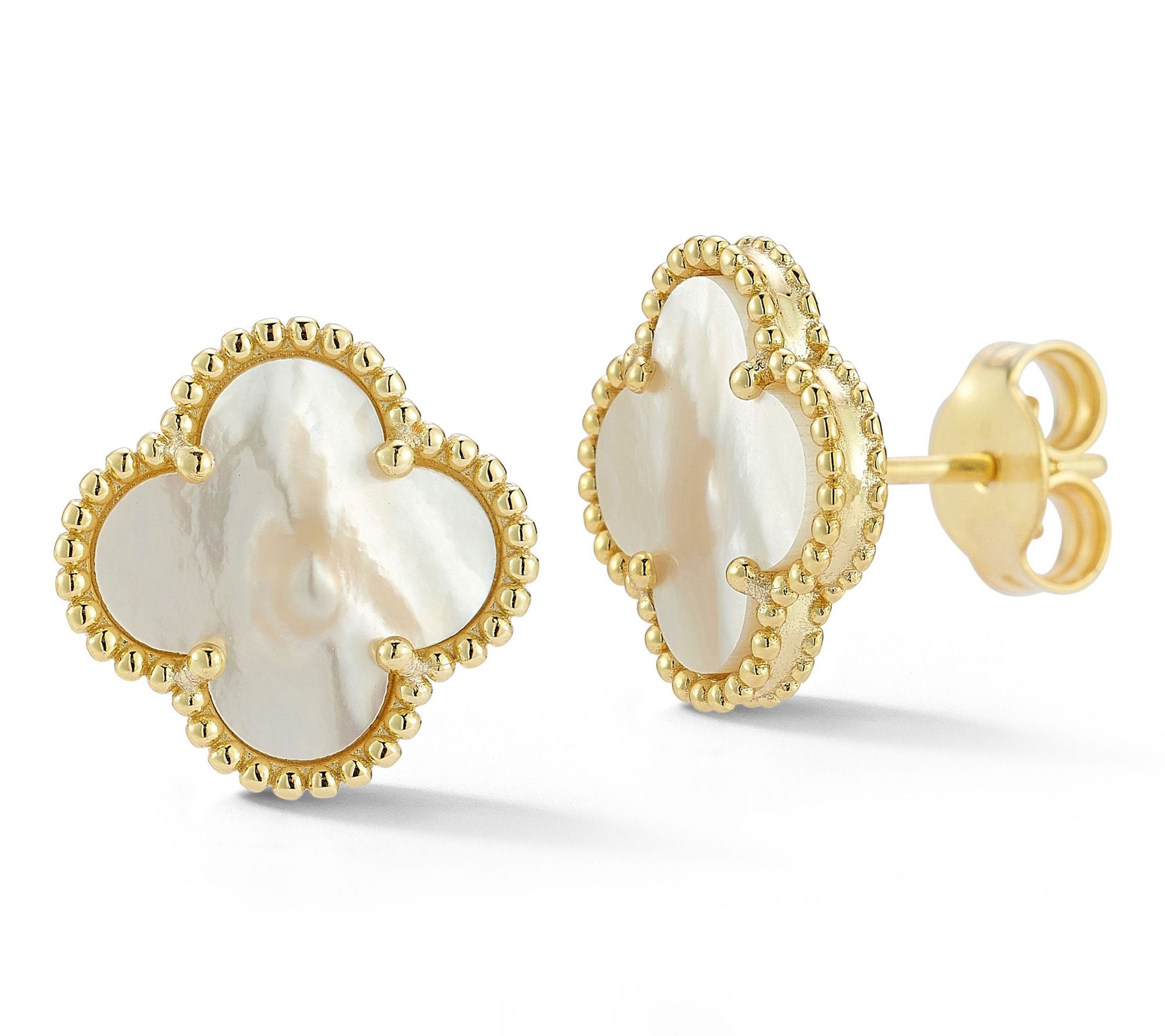 Sterlina Silver Simulated Gemstone Clover Earrings, 14K Plated