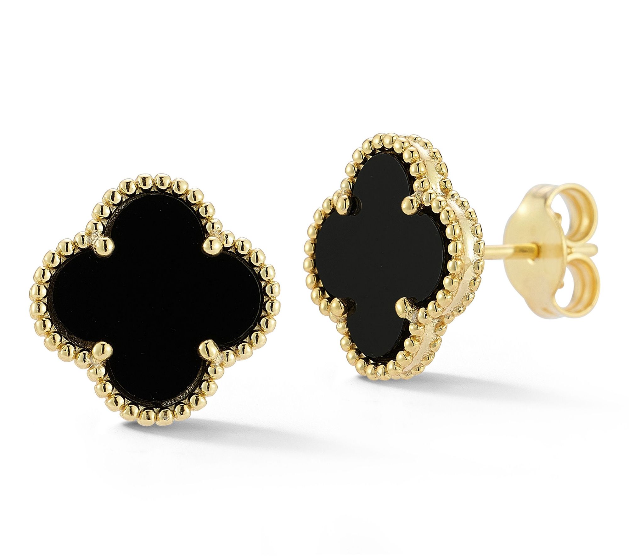 Sterlina Silver Simulated Gemstone Clover Earrings, 14K Plated