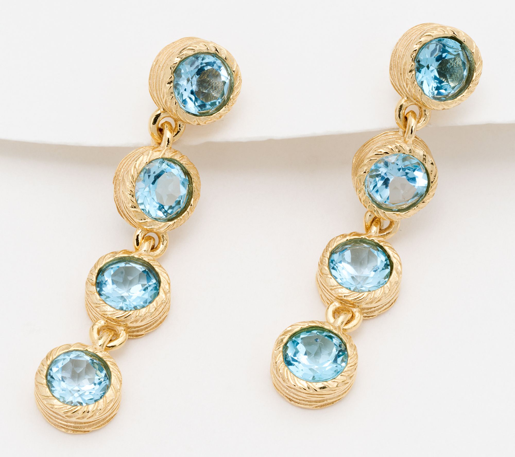 Christian James by Scott Grimes 14K Clad Ripple 1-3/8" Gemstone Dangle Earrings