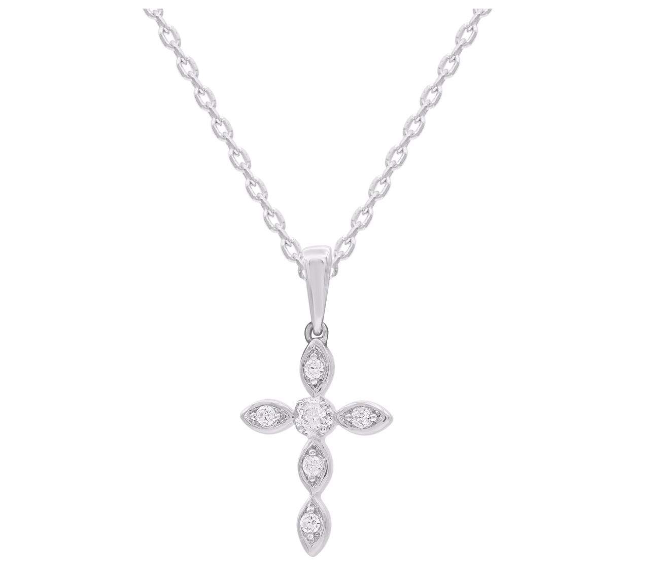 Accents by Affinity Diamond Cross Pendant w/ Chain, Sterling