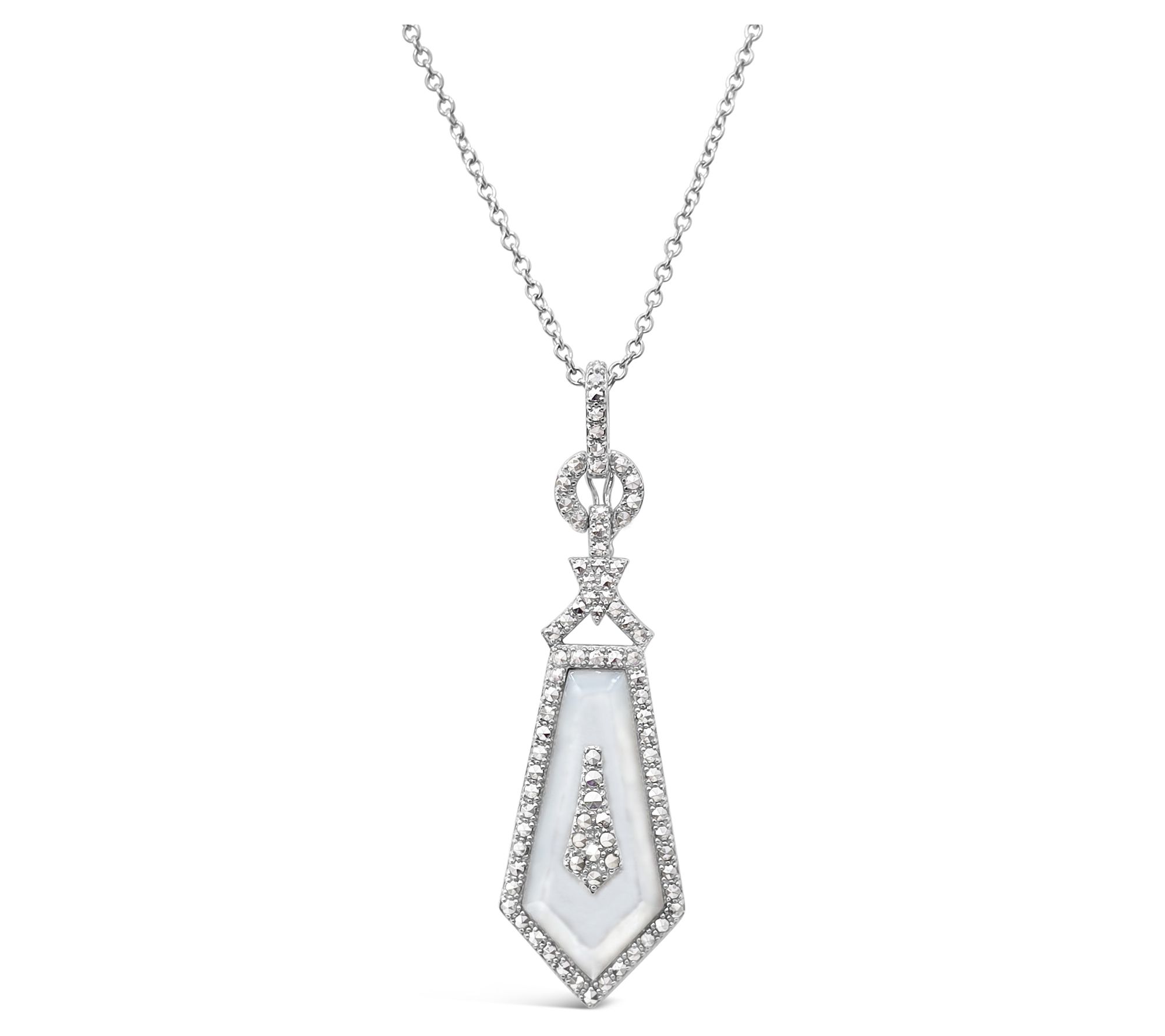Dallas Prince Sterling Chrome Marcasite & Gemstone Necklace