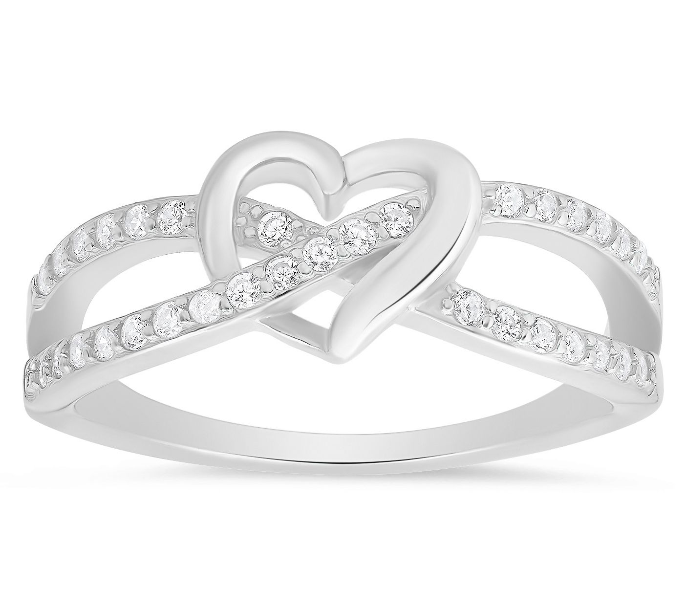 Diamonique Pave Swirling Heart Ring, Sterling Silver