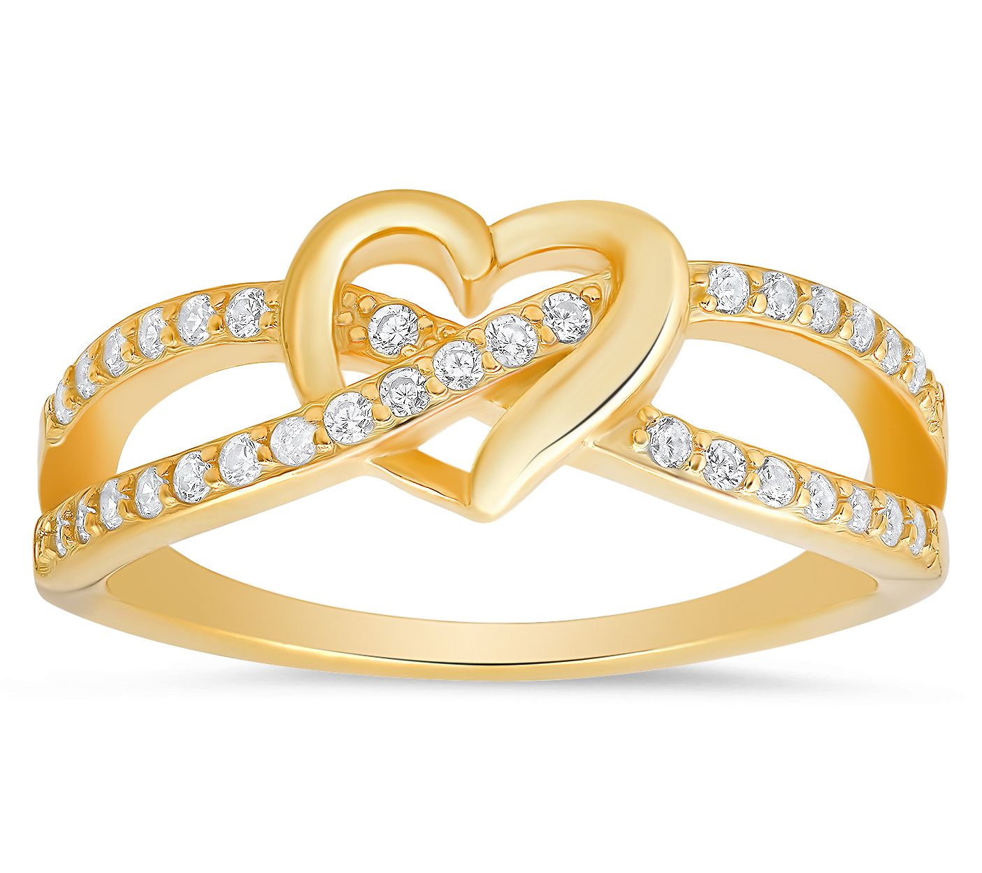 Diamonique Pave Swirling Heart Ring, Sterling Silver