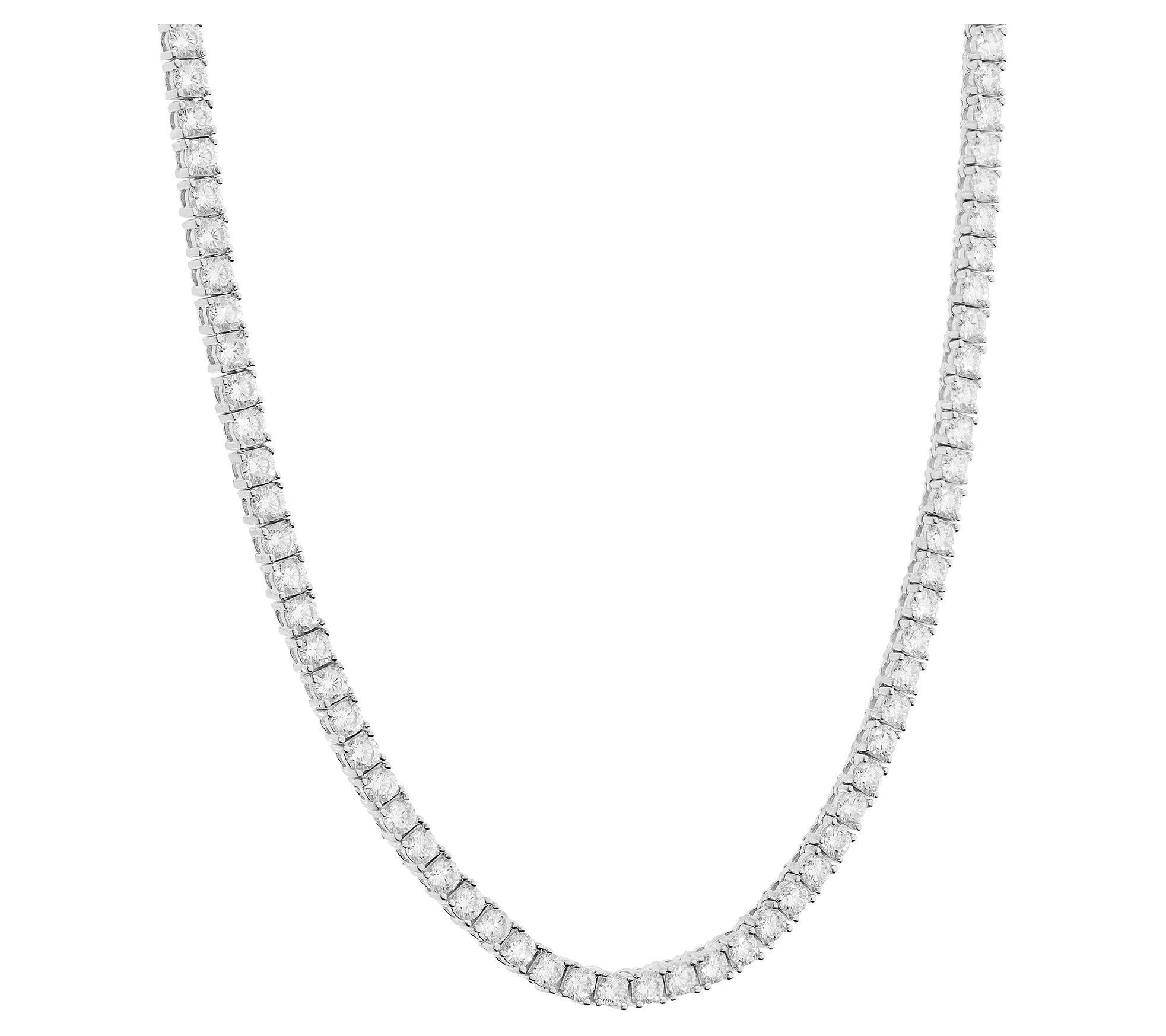 Diamonique 16" Tennis Necklace, Sterling Silver