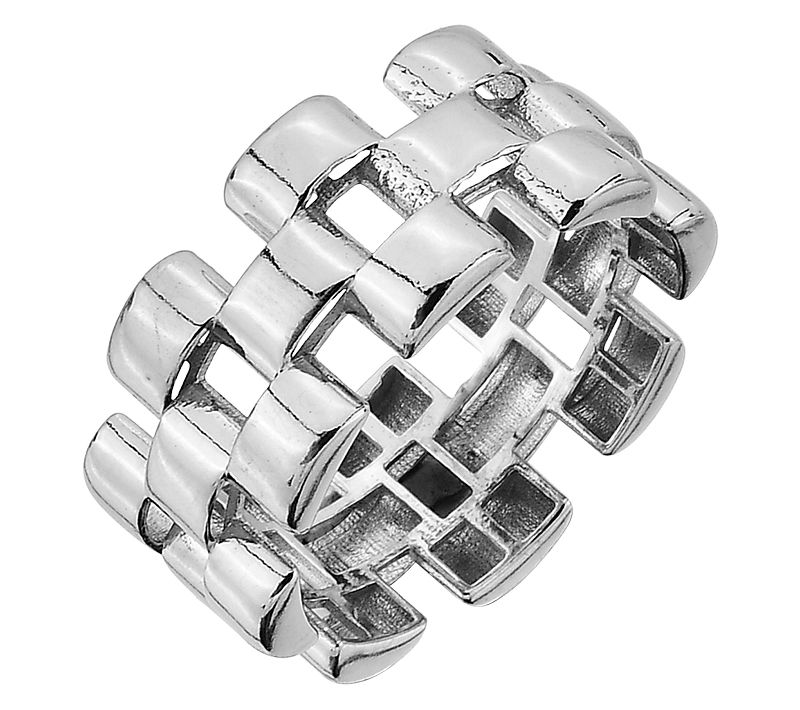 Silver Style Panther Link Band Ring, Sterling Silver