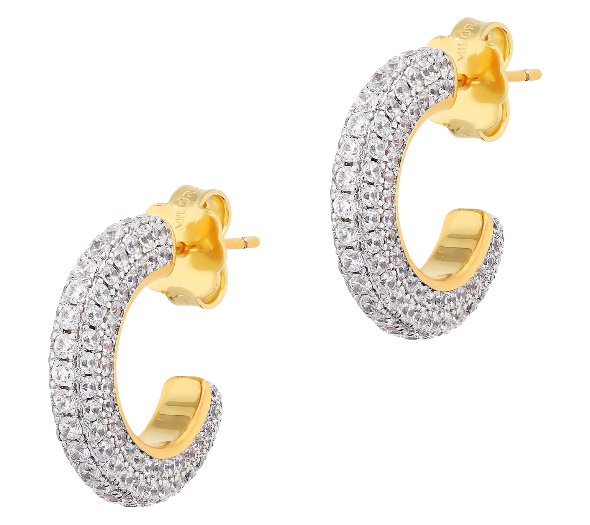 Diamonique x Bronzo Italia Pave Hoop Earrings