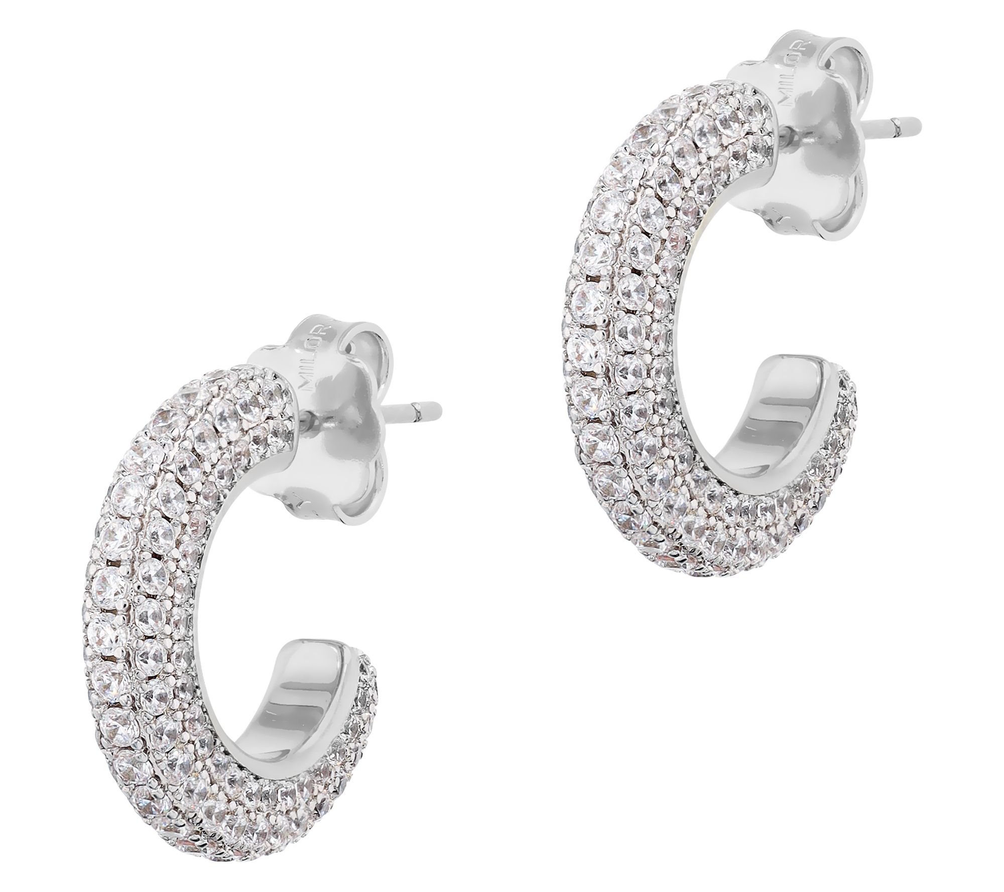 Diamonique x Bronzo Italia Pave Hoop Earrings