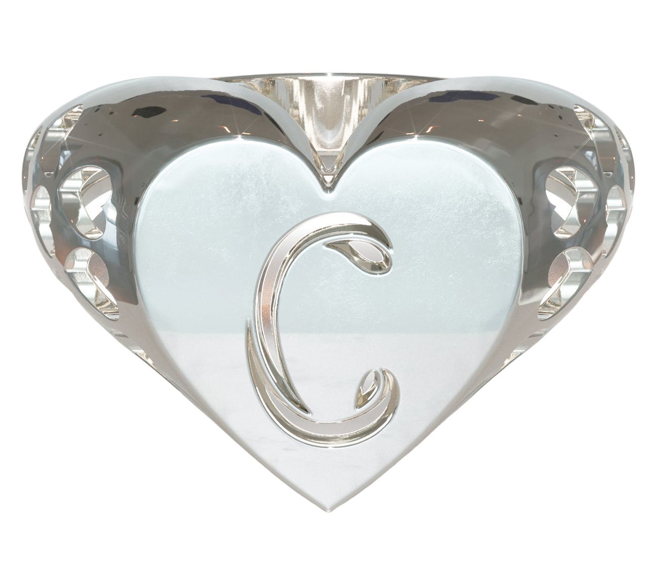 今市隆二　RILY Heart key ring S Heights Jewelers Sterling Silver Heart Signet Initial Ring
