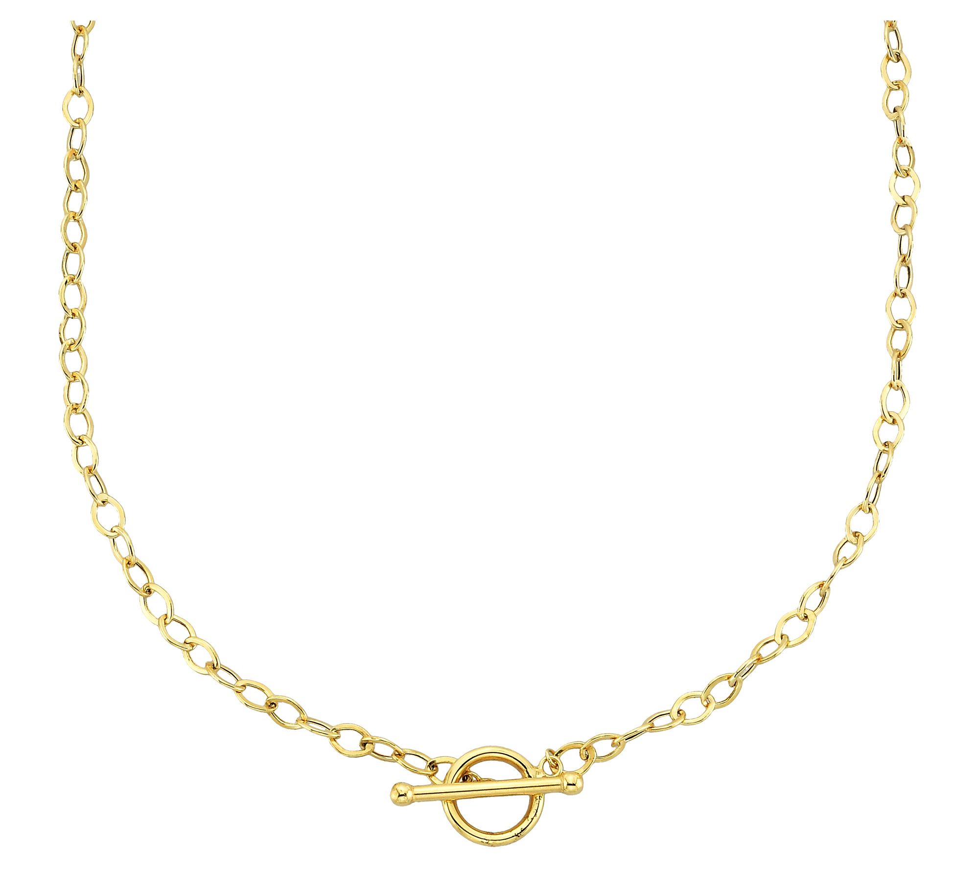 Adorna 14K Gold 4mm Oval Link Toggle Necklace