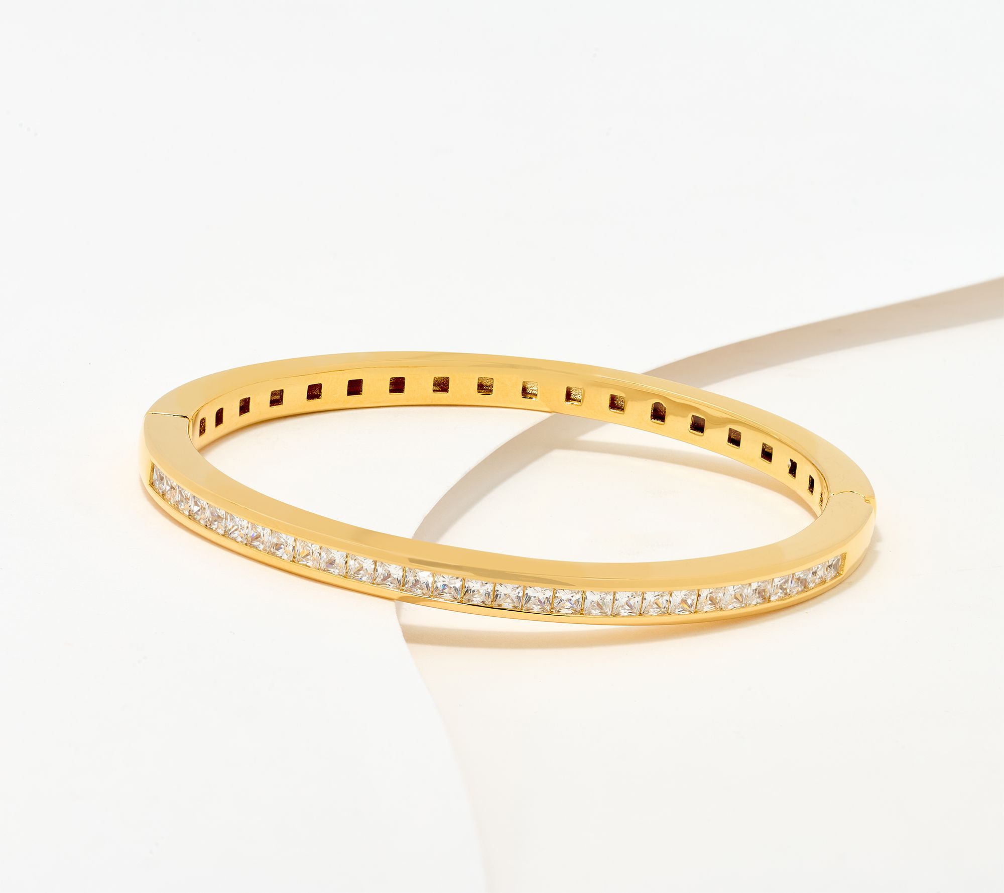 "As Is" Diamonique Italia Hinged Bangle Bracelet Sterling Silver