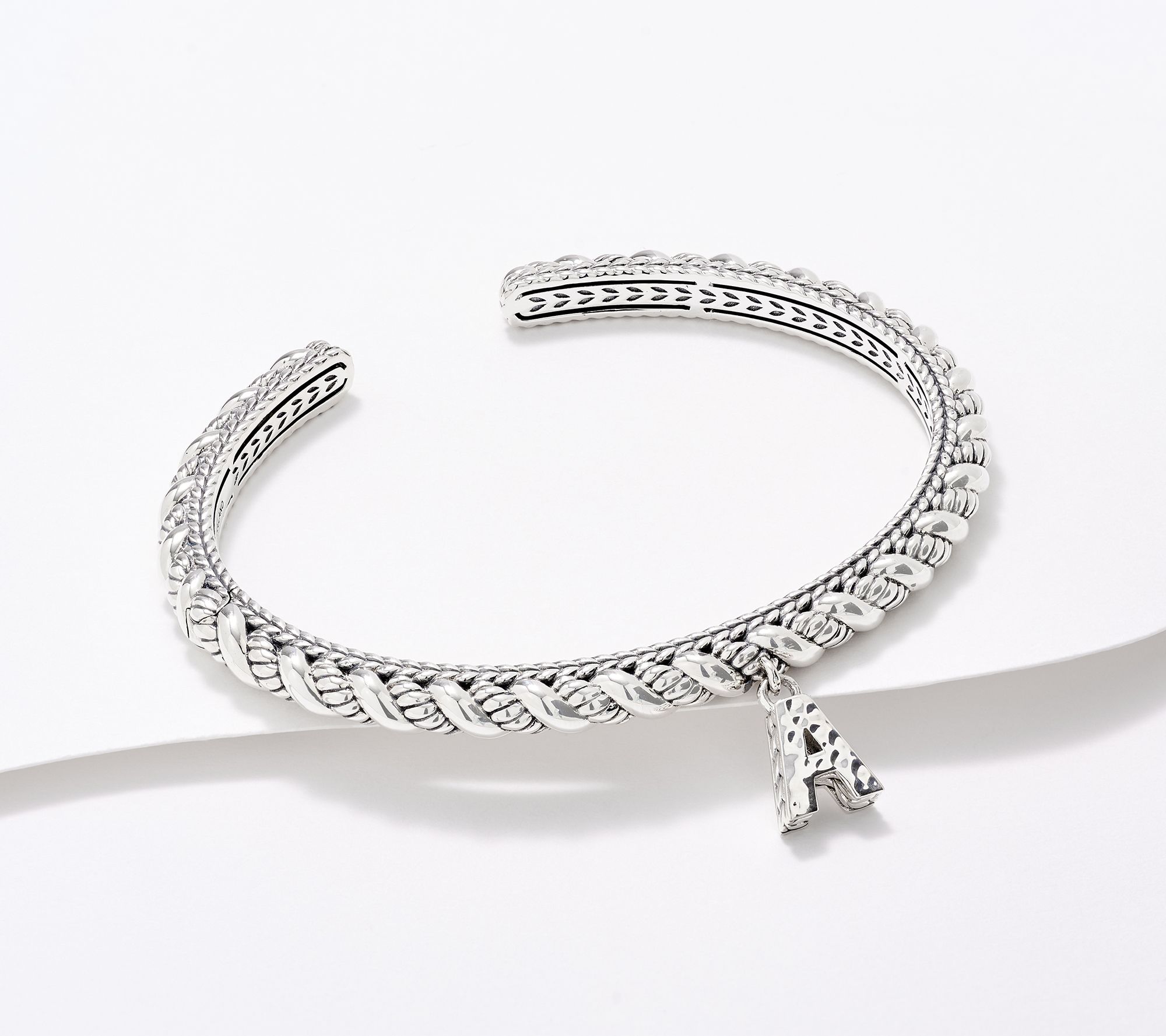 JAI Sterling Silver Sukhothai Twist Initial Cuff Bracelet, 22.8g