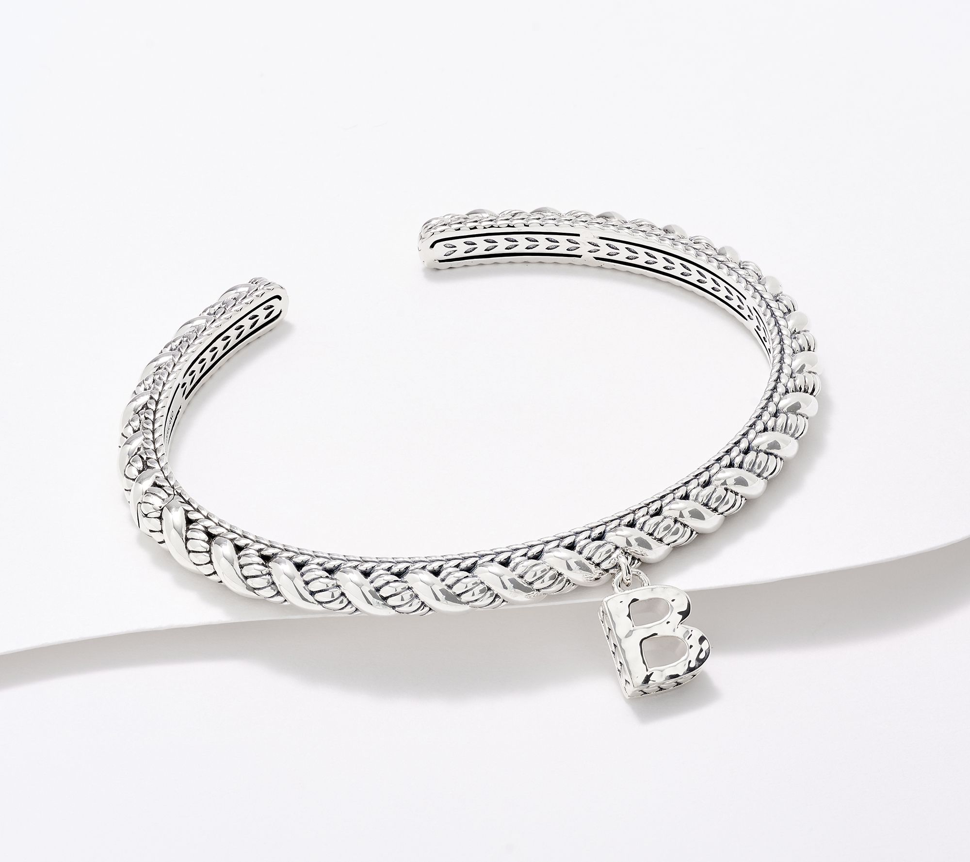 JAI Sterling Silver Sukhothai Twist Initial Cuff Bracelet, 22.8g