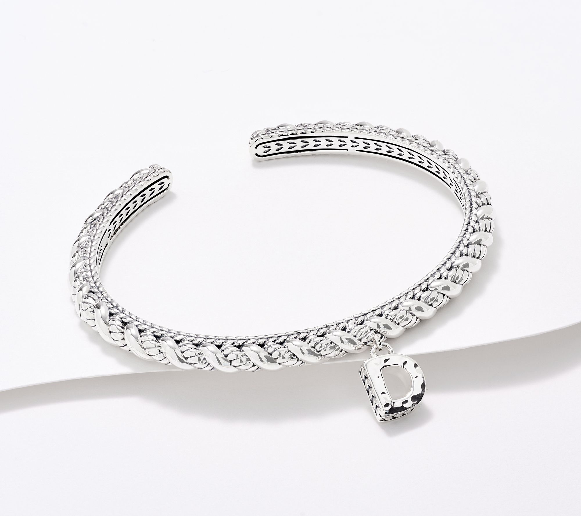 JAI Sterling Silver Sukhothai Twist Initial Cuff Bracelet, 22.8g