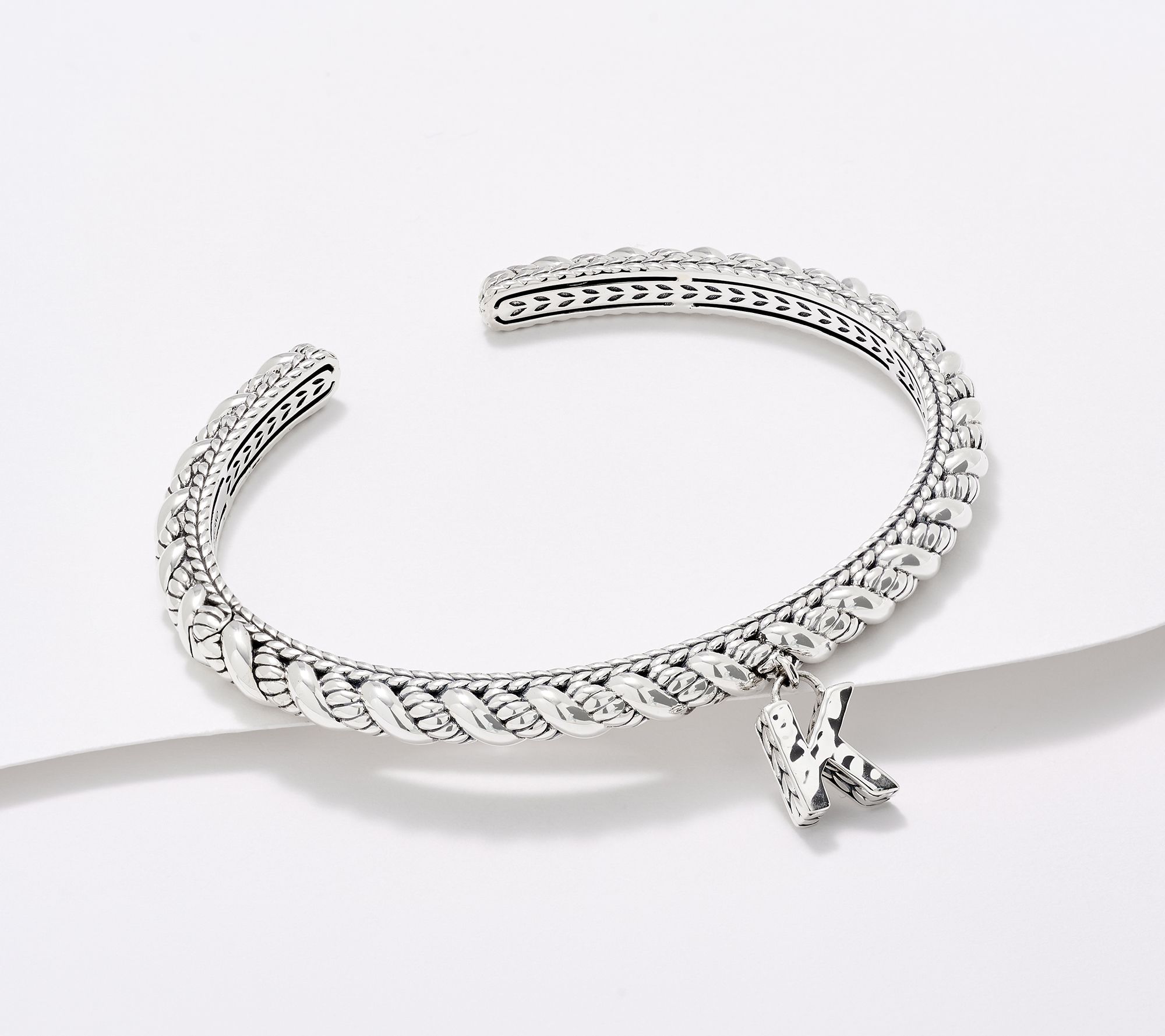 JAI Sterling Silver Sukhothai Twist Initial Cuff Bracelet, 22.8g