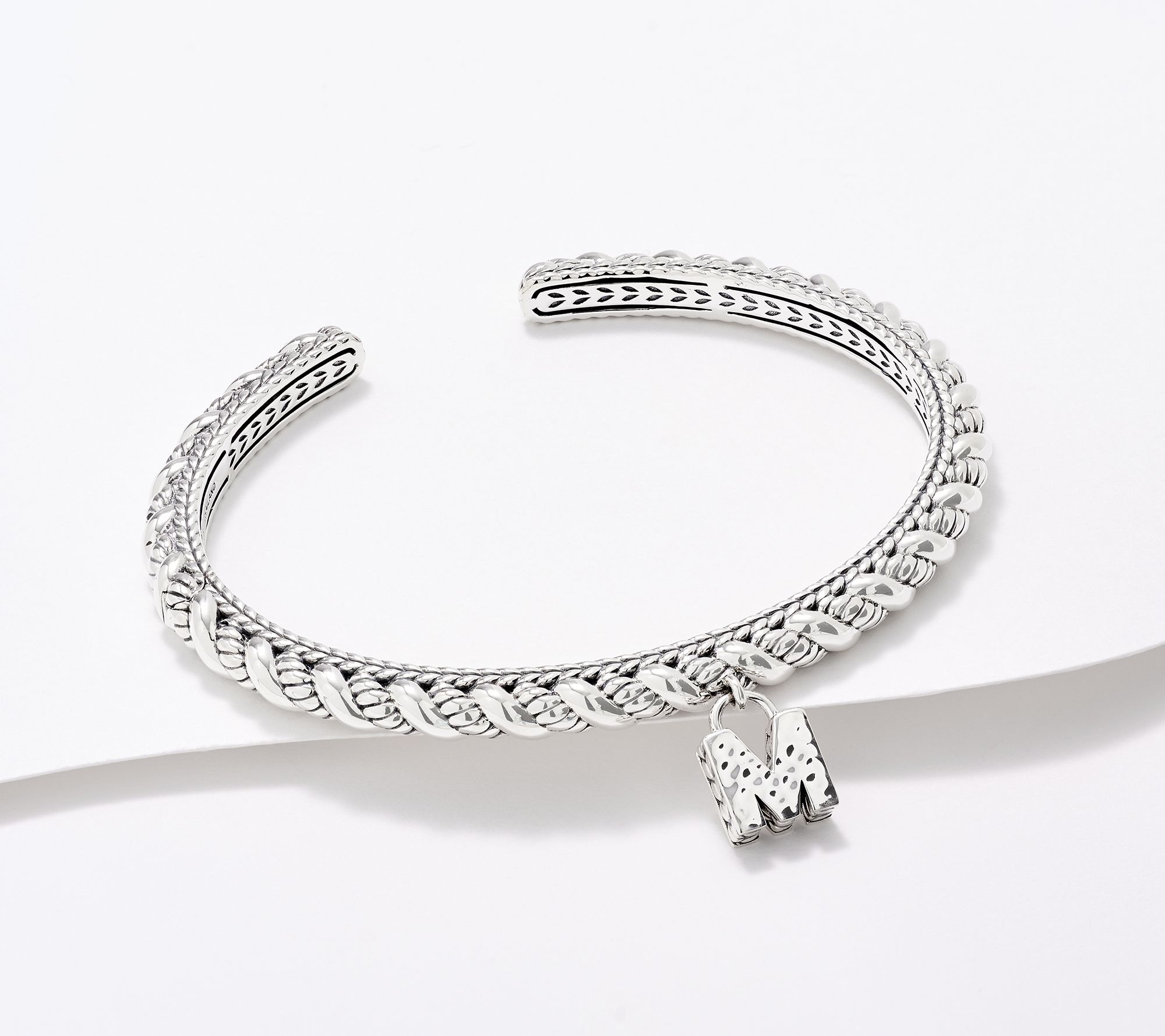 JAI Sterling Silver Sukhothai Twist Initial Cuff Bracelet, 22.8g