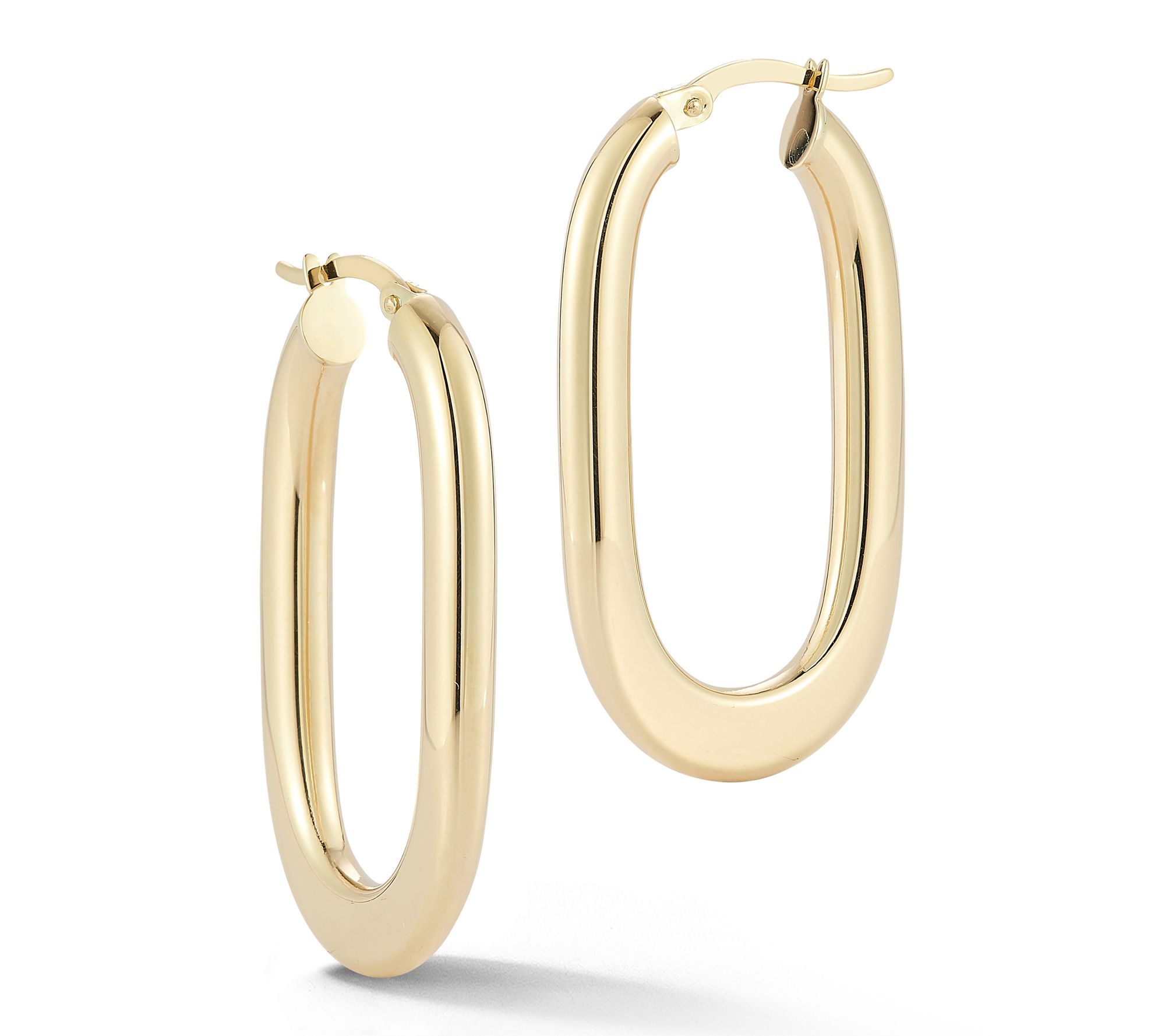 Luminosa Gold 1-3/8" Oval Hoop Earrings, 14K
