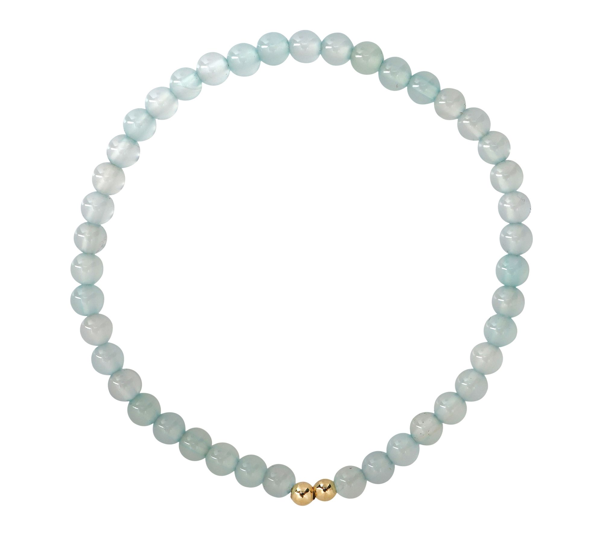 14K Gold Plated Aqua Colored Chalcedony BeadedBracelet