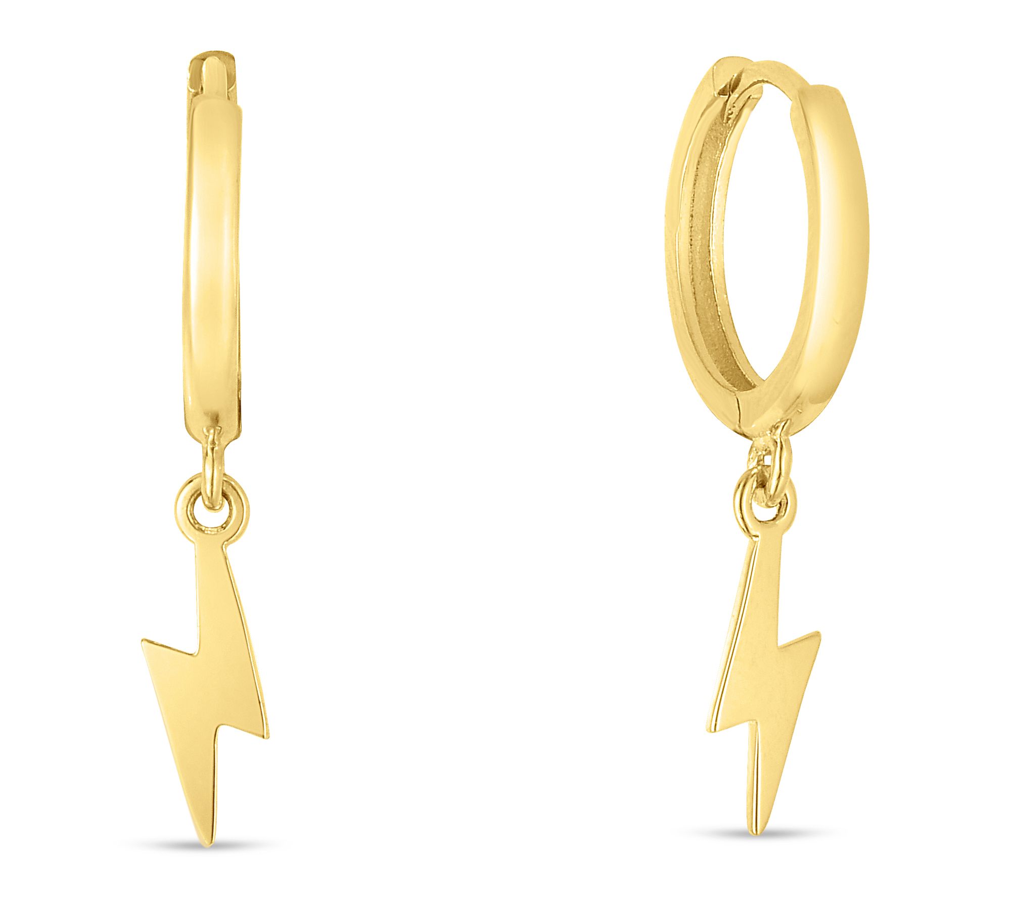 14K Gold Petite Lightning Bolt Huggie Hoop Earrings