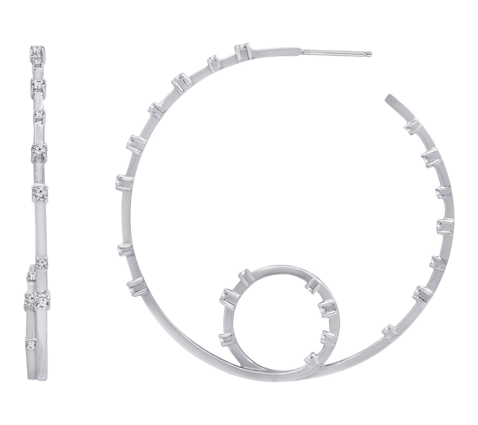 Diamonique Loop De Loop Hoop E arrings, Sterli ng Silver