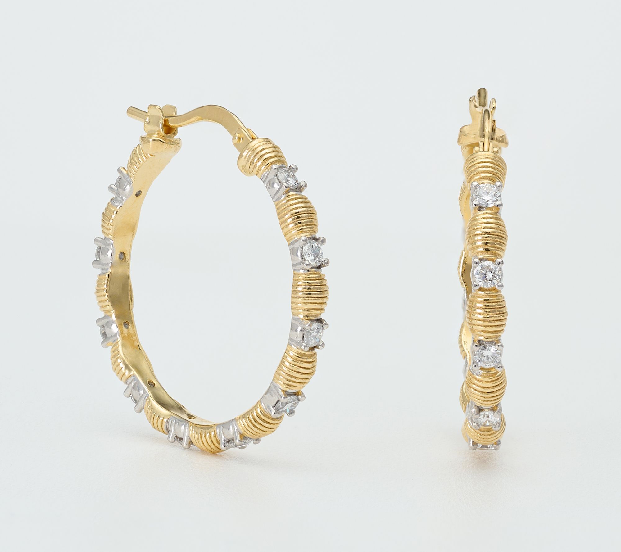 David Markstein 0.60 cttw Lab Grown Diamond Couture Station Hoops