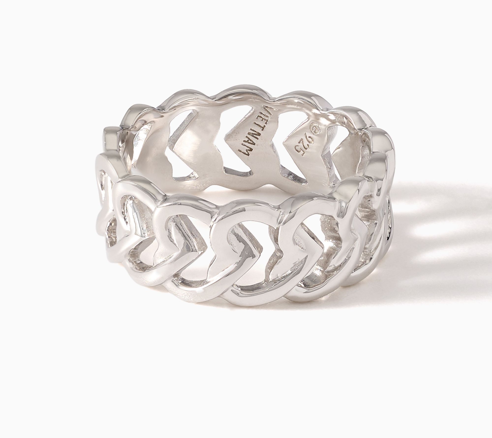Silver Style Heart Motif Eternity Band Ring, Sterling Silver