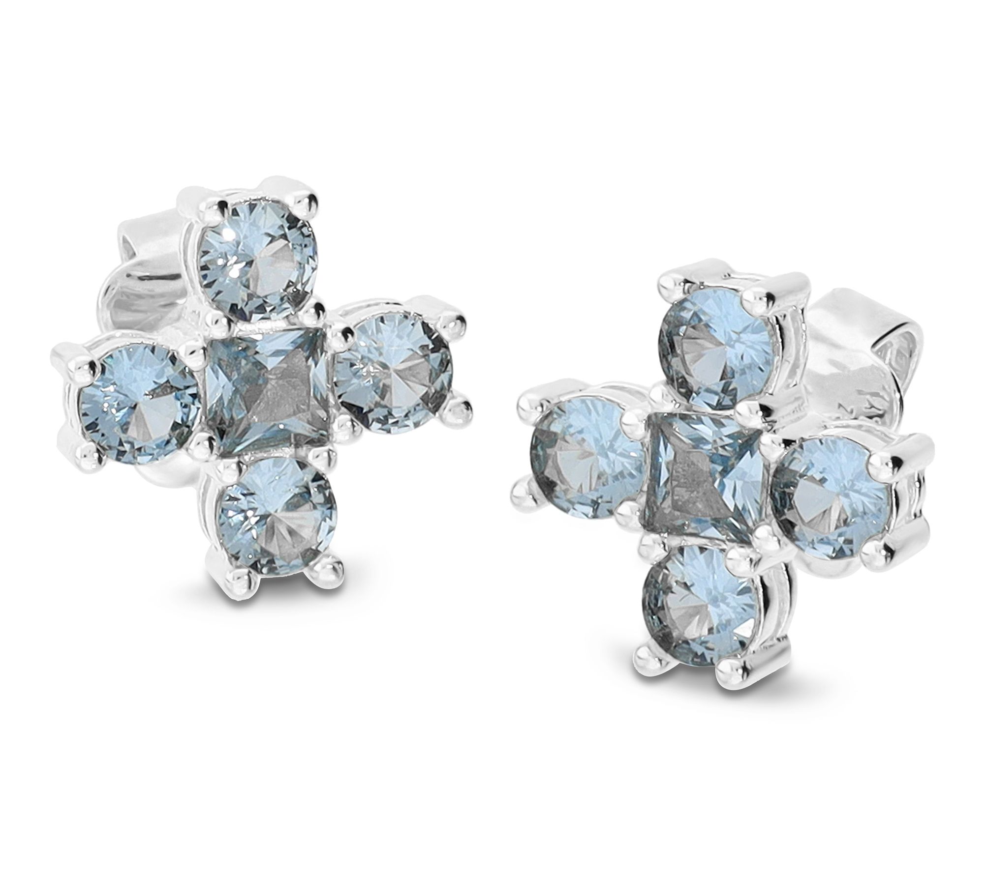 Diamonique x Bronzo Italia Blue Cross Stud Earrings