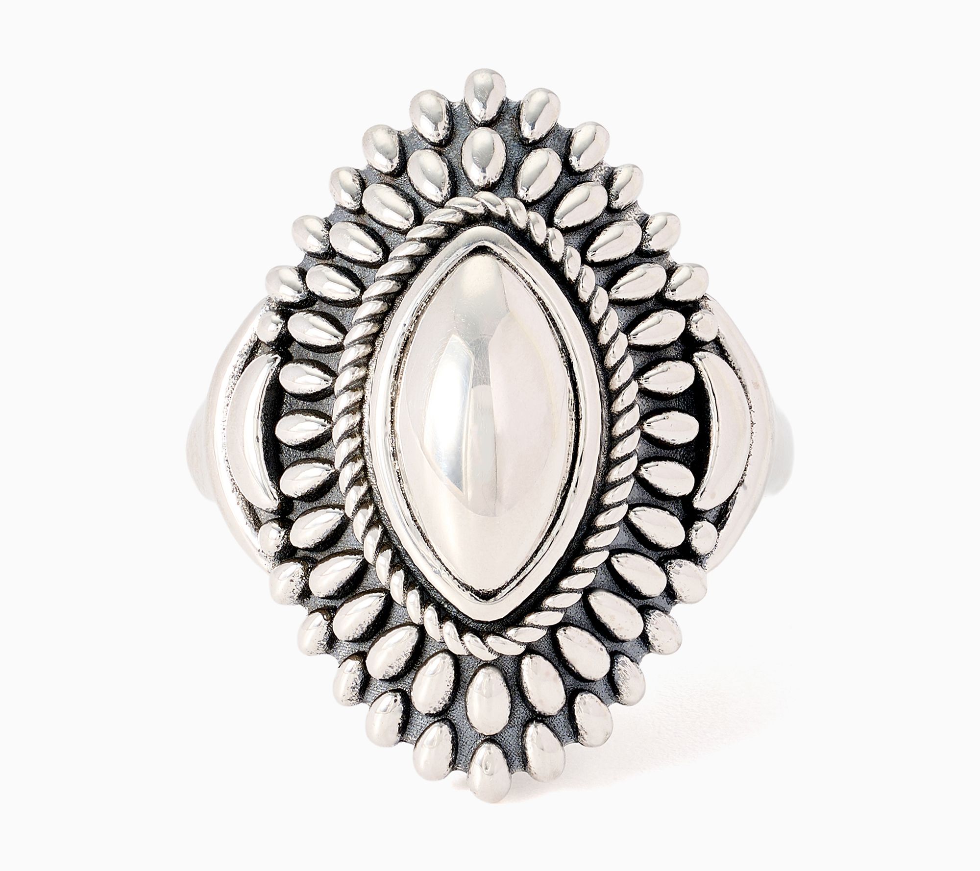 American West Sterling Silver Marquise Rope Ring