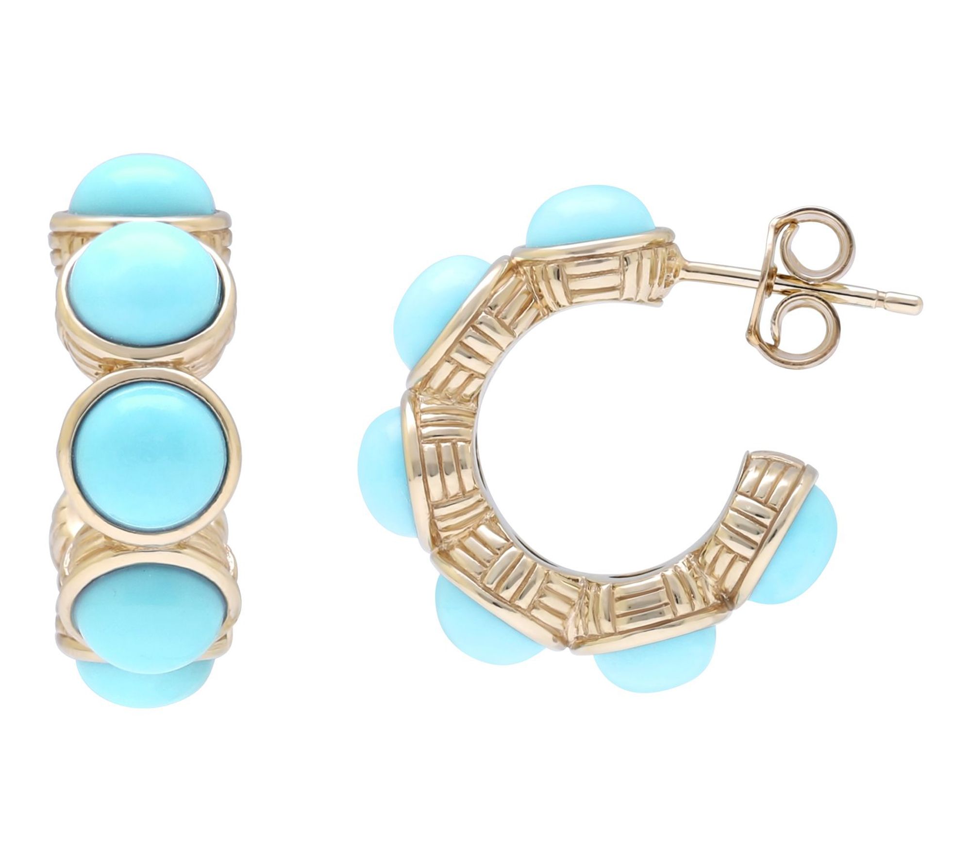 Ariva 18K Gold Clad Turquoise Cadence Hoop Earrings