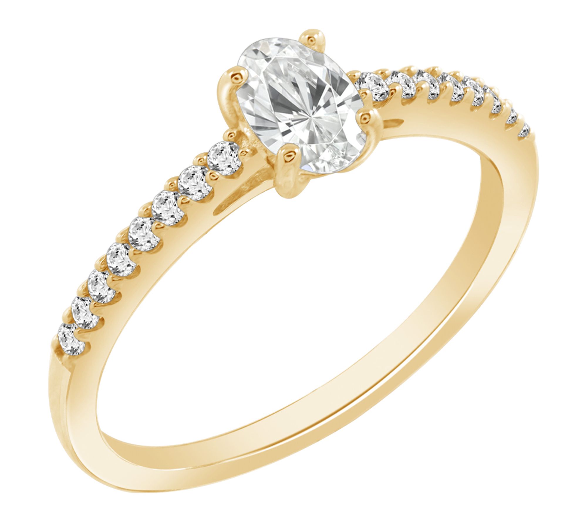 Fire Light 0.65 cttw Lab Grown Diamond Oval Ring, 14K Plated